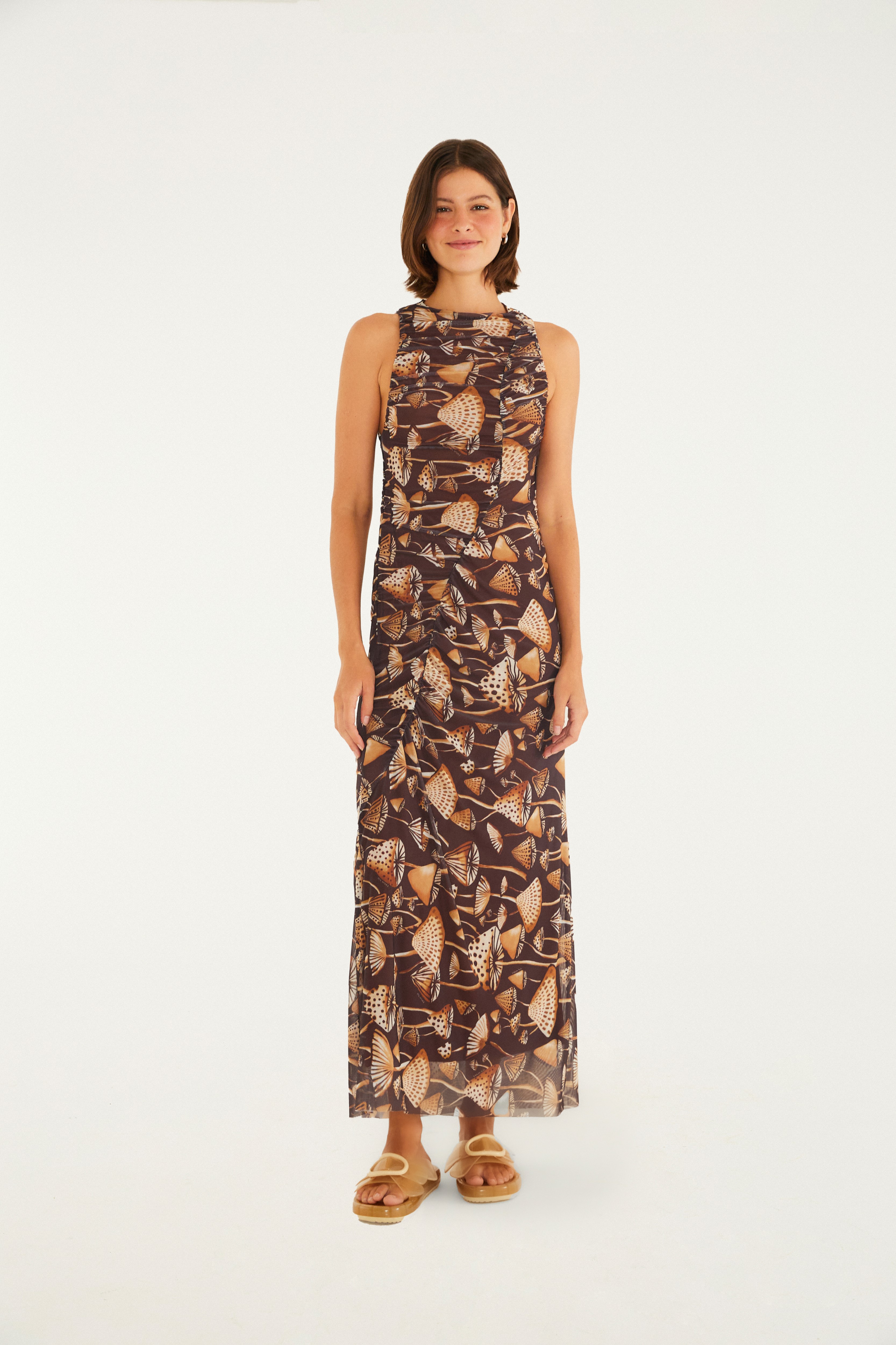 Vestido Cropped Tule Estampado Cogu