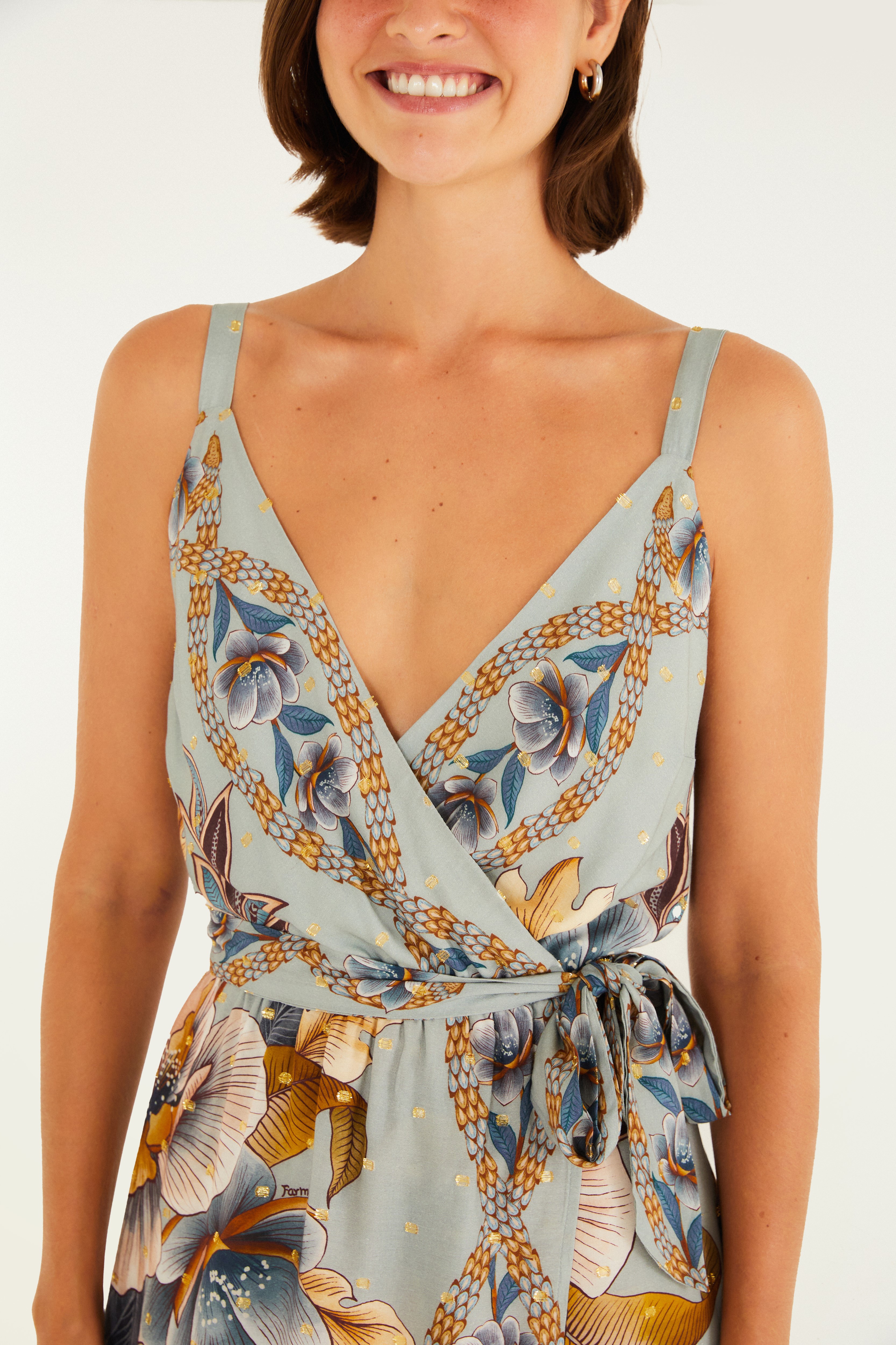 Vestido Curto Estampado Lenço Jardim Real