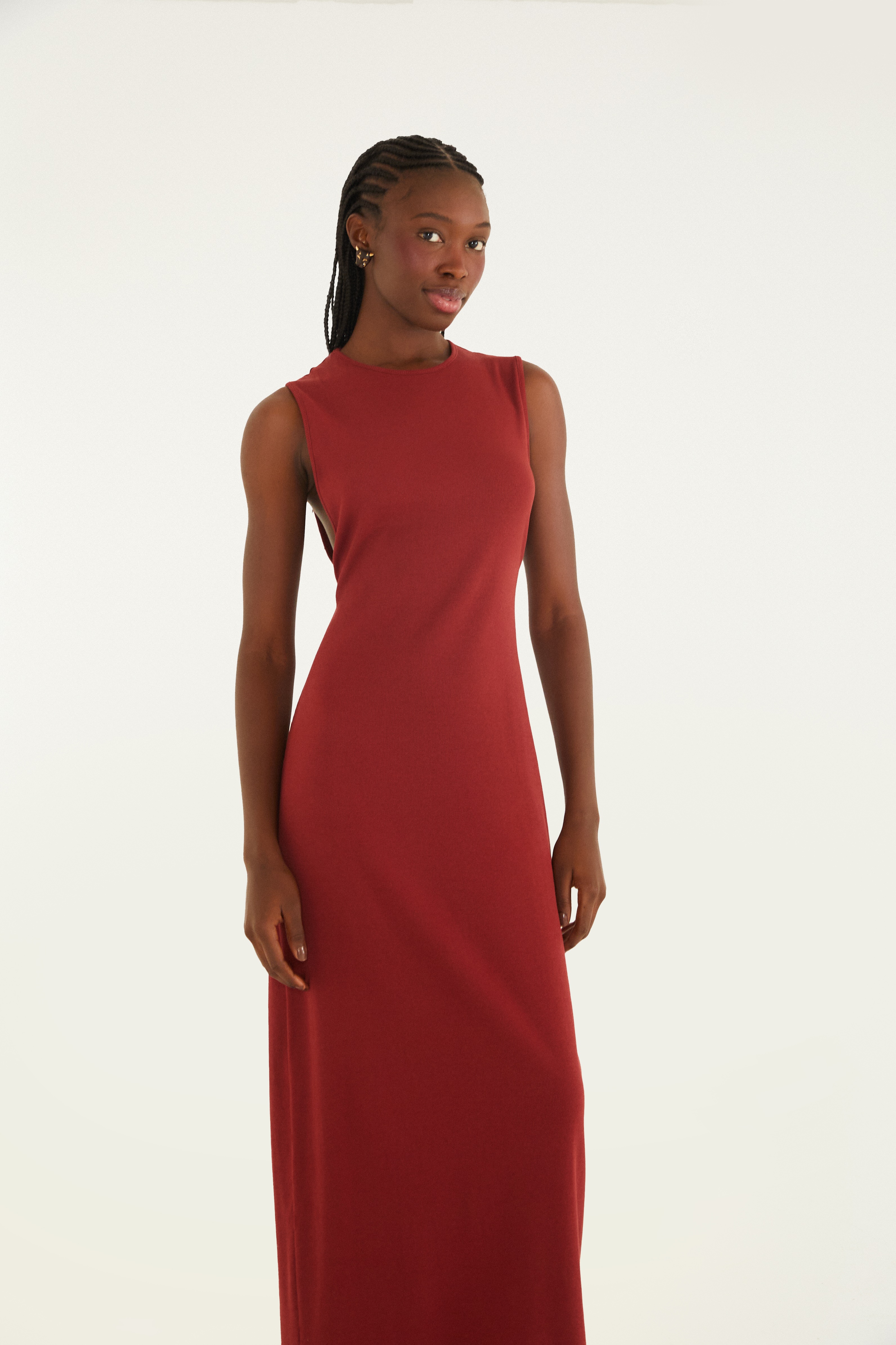 Vestido Rib Decote Costas