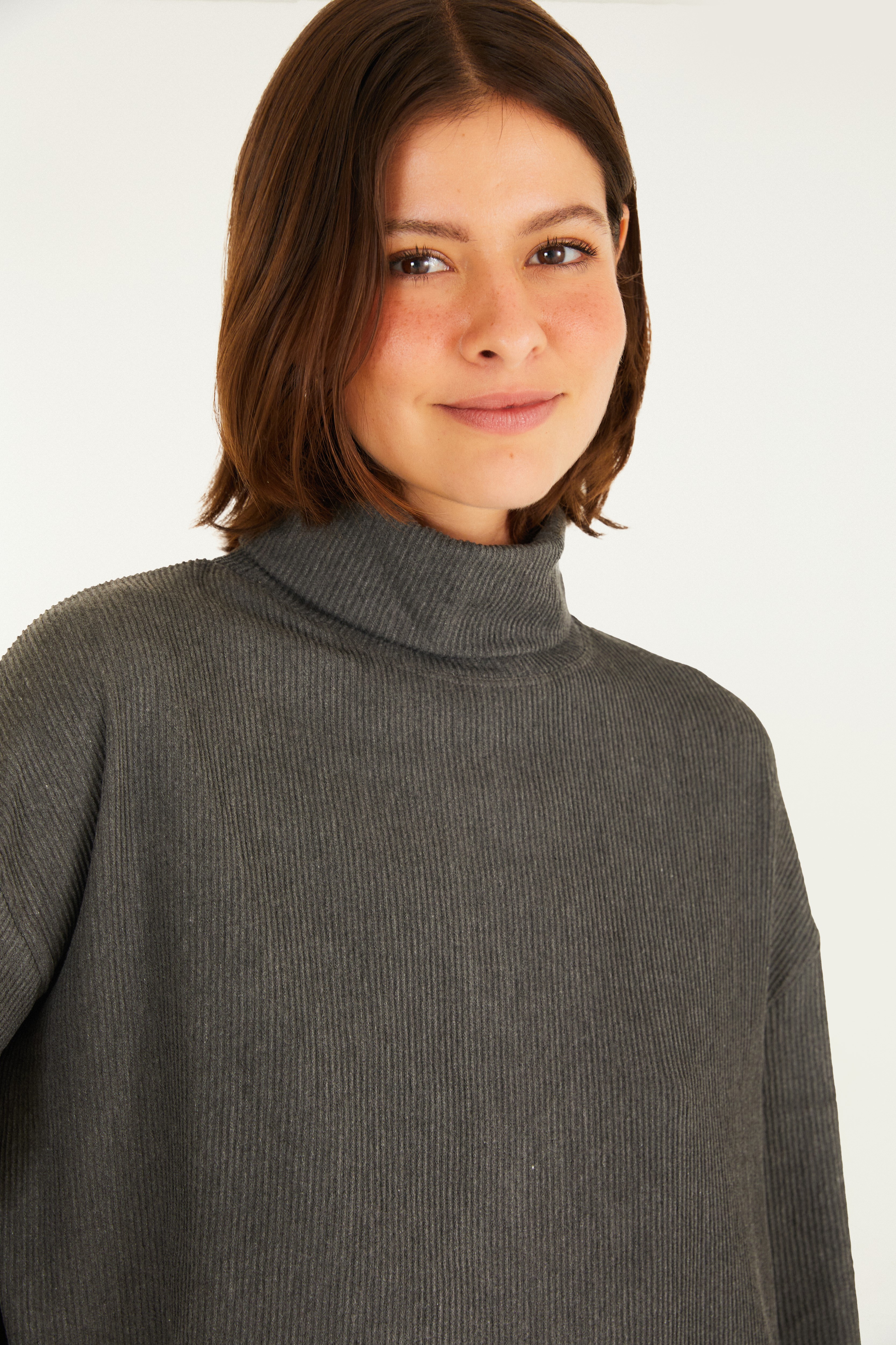 Blusa Gola Alta Textura Mescla