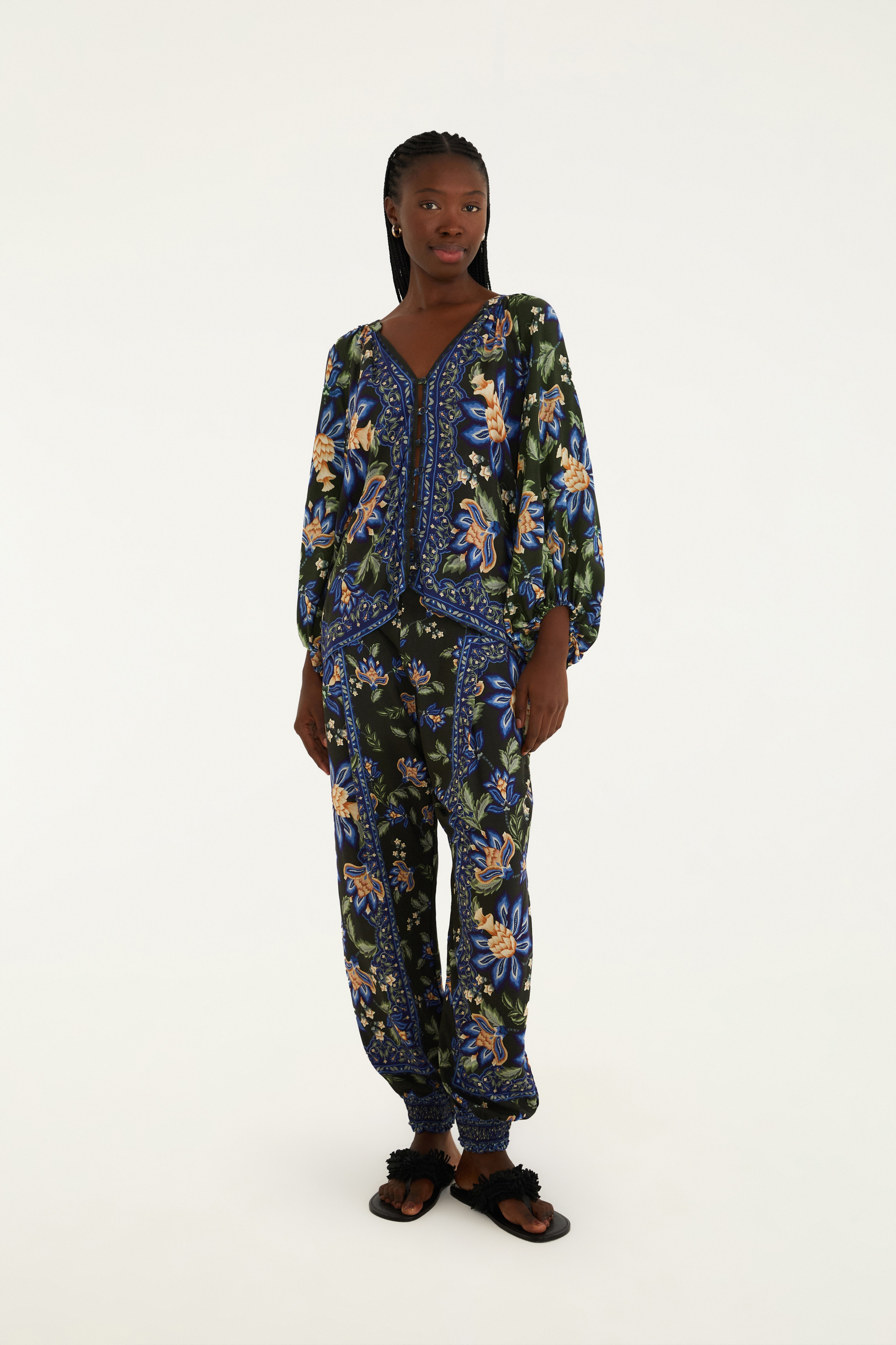 Calça Estampada Jardim Chintz Lenço