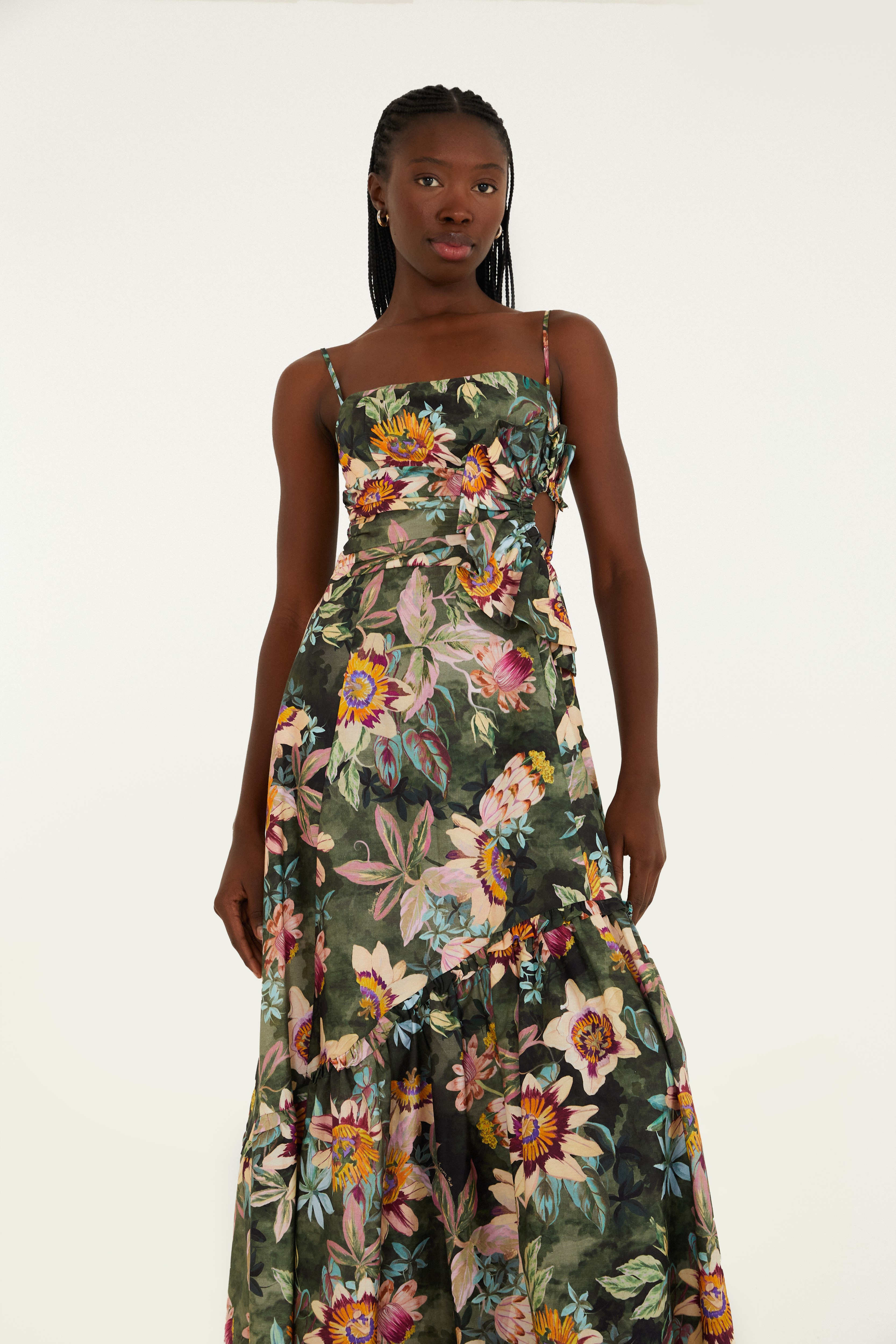 Vestido Alcinhas Estampado Floral Gracioso