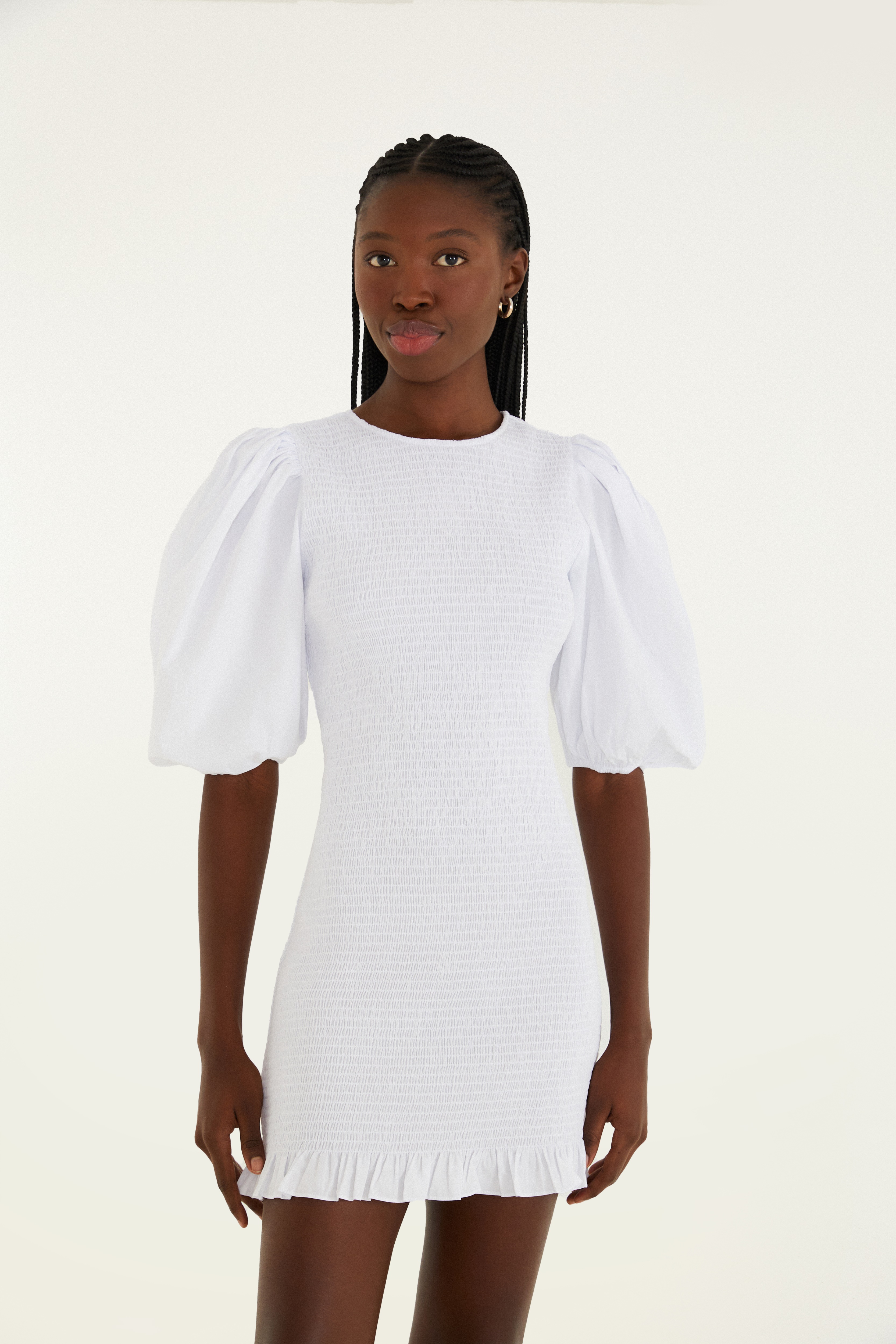 Vestido Curto Lastex Mangas
