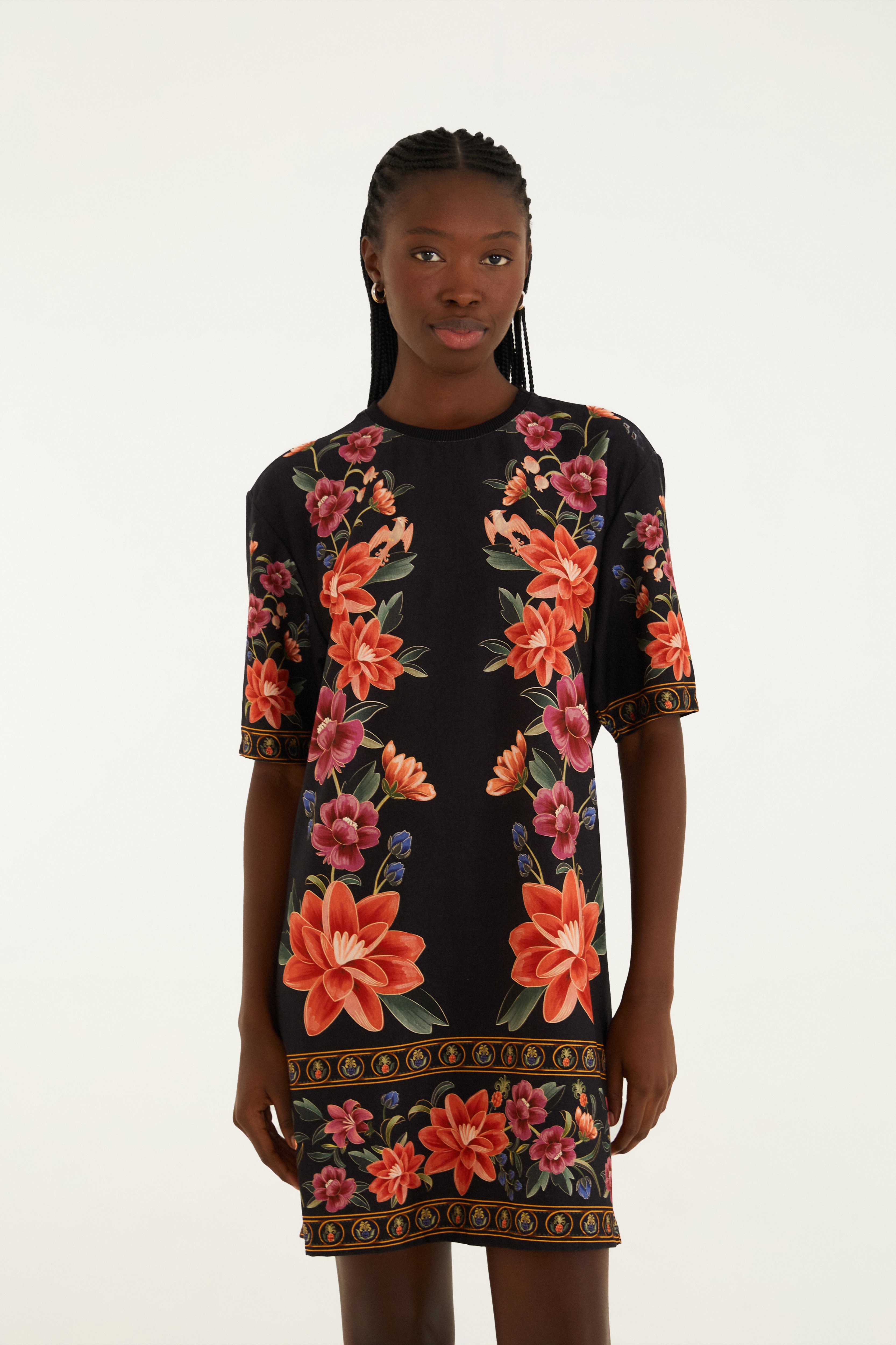Vestido T-Shirt Basico Estampado Floral Belle