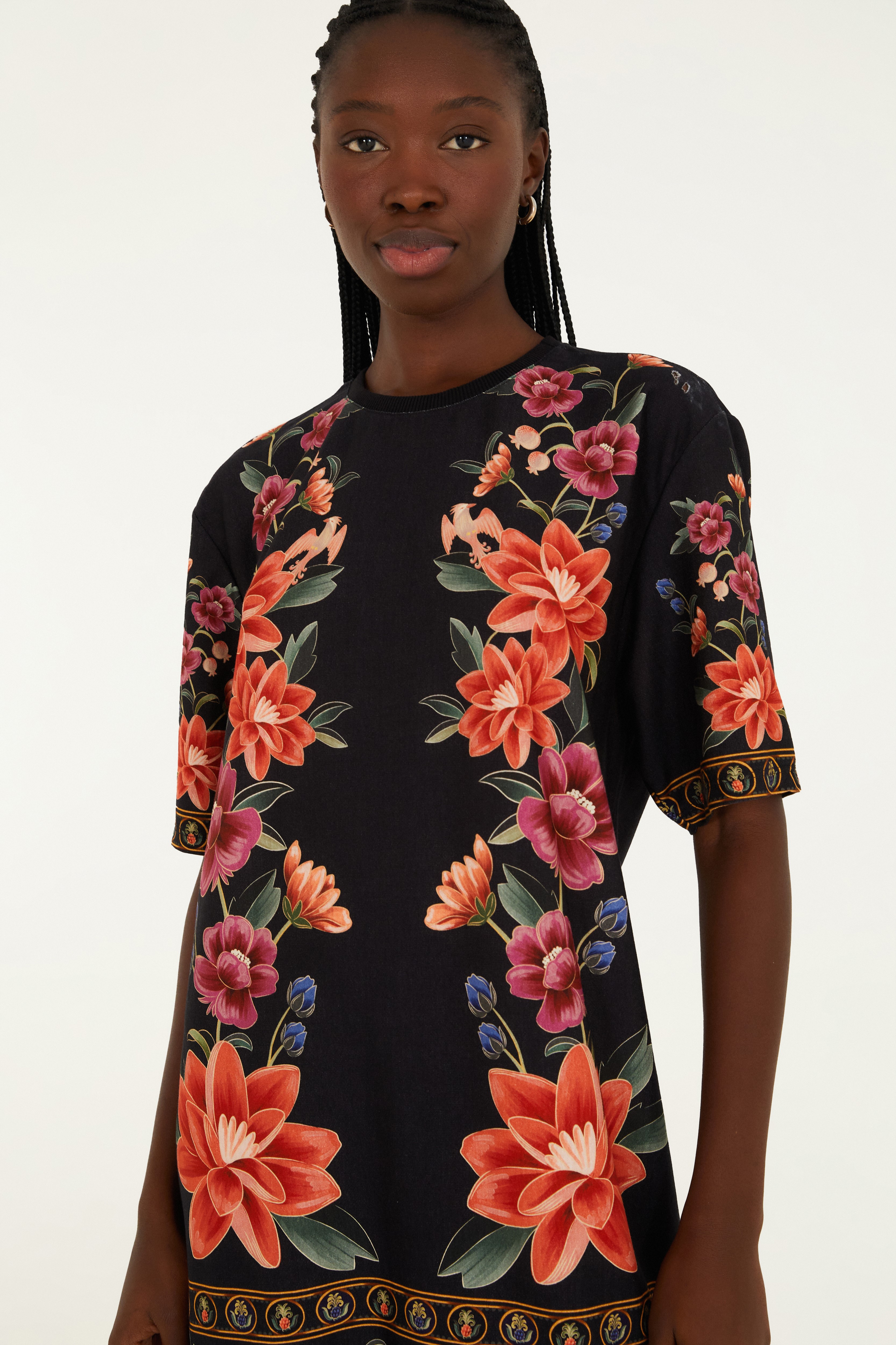 Vestido T-Shirt Basico Estampado Floral Belle