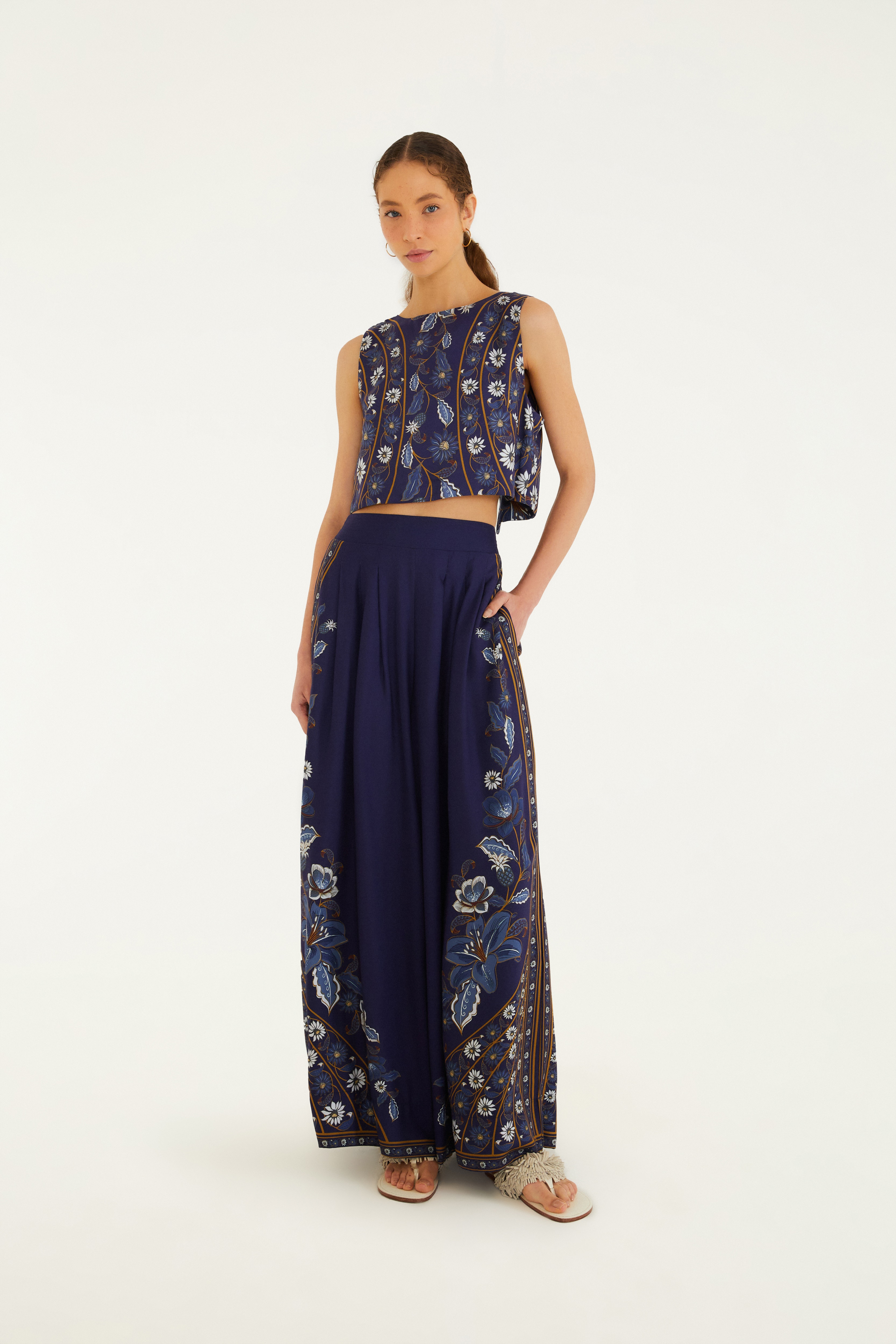 Calça Pantalona Estampada Marcelle