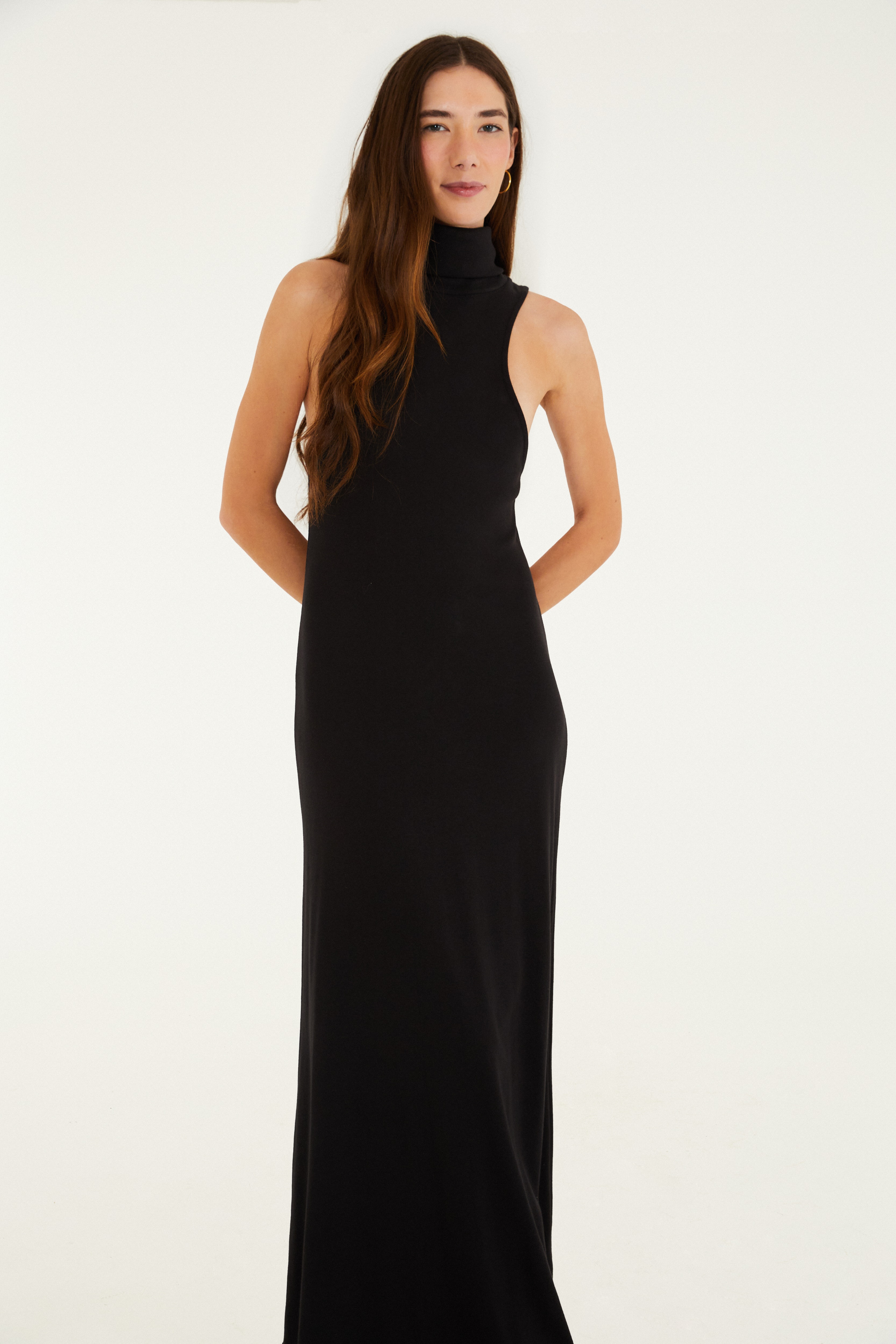 Vestido Rib Gola Alta