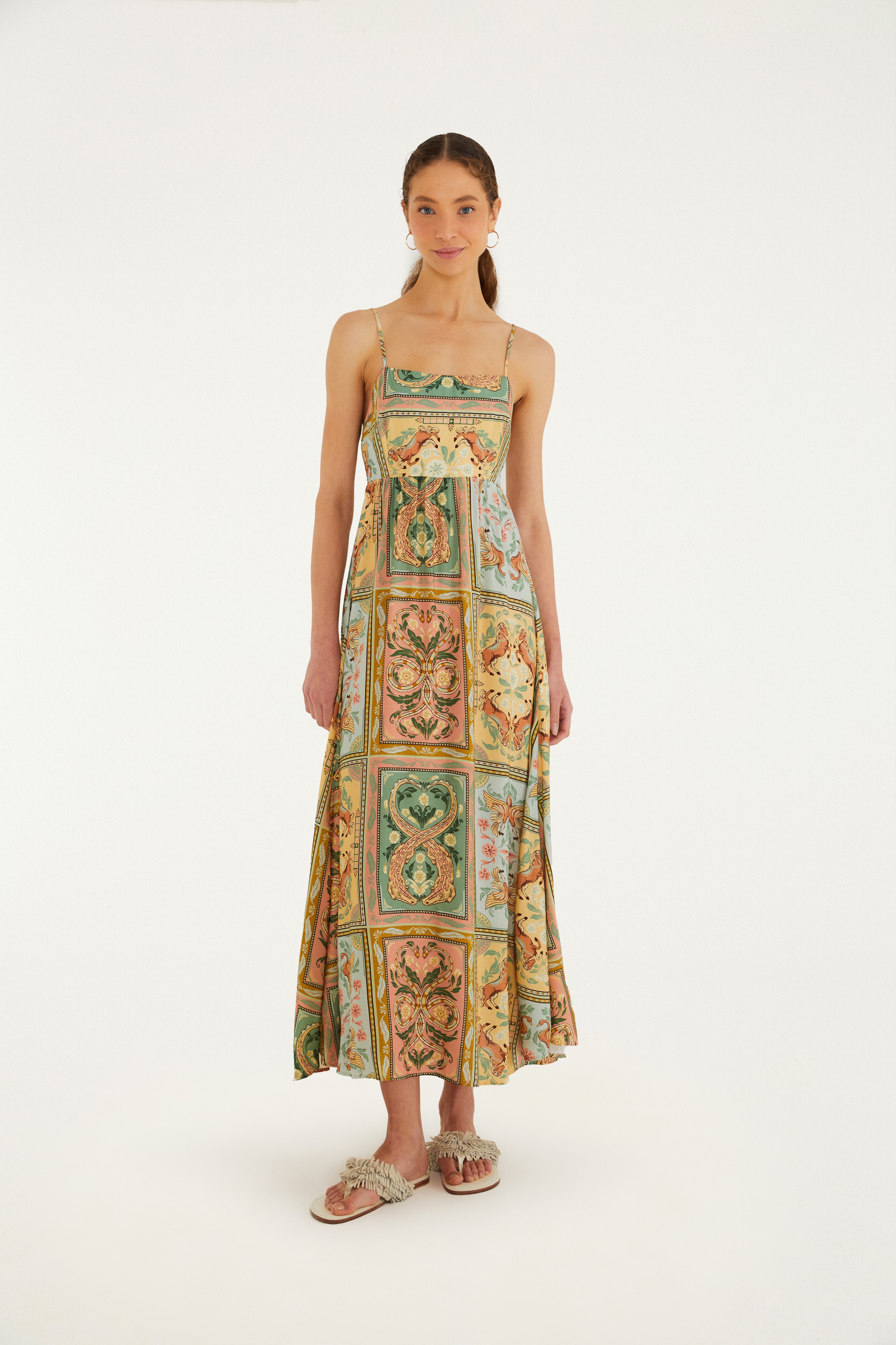 Vestido Cropped Estampado Naipe Animal