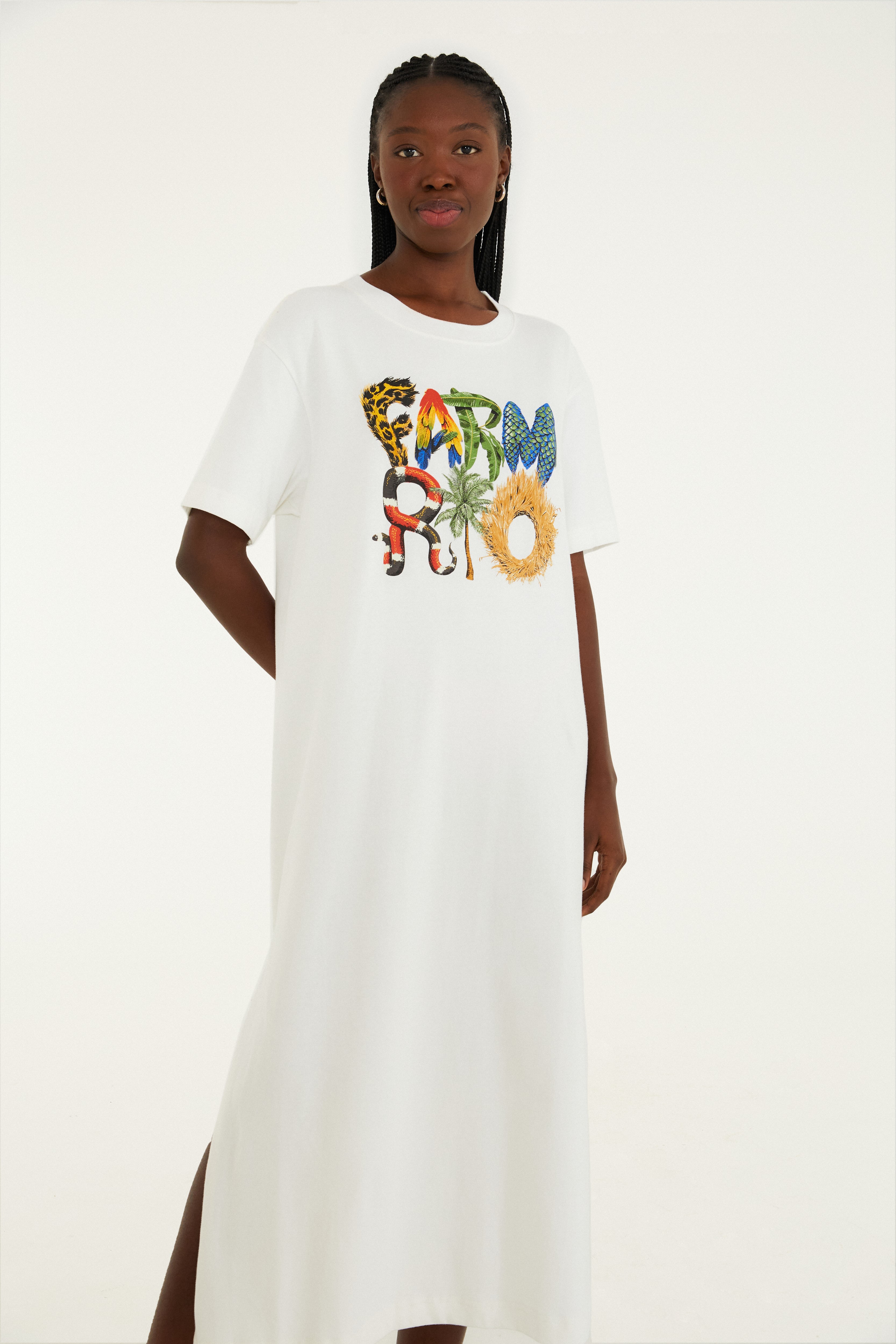 Vestido T-Shirt Cropped Farm Rio Bichos