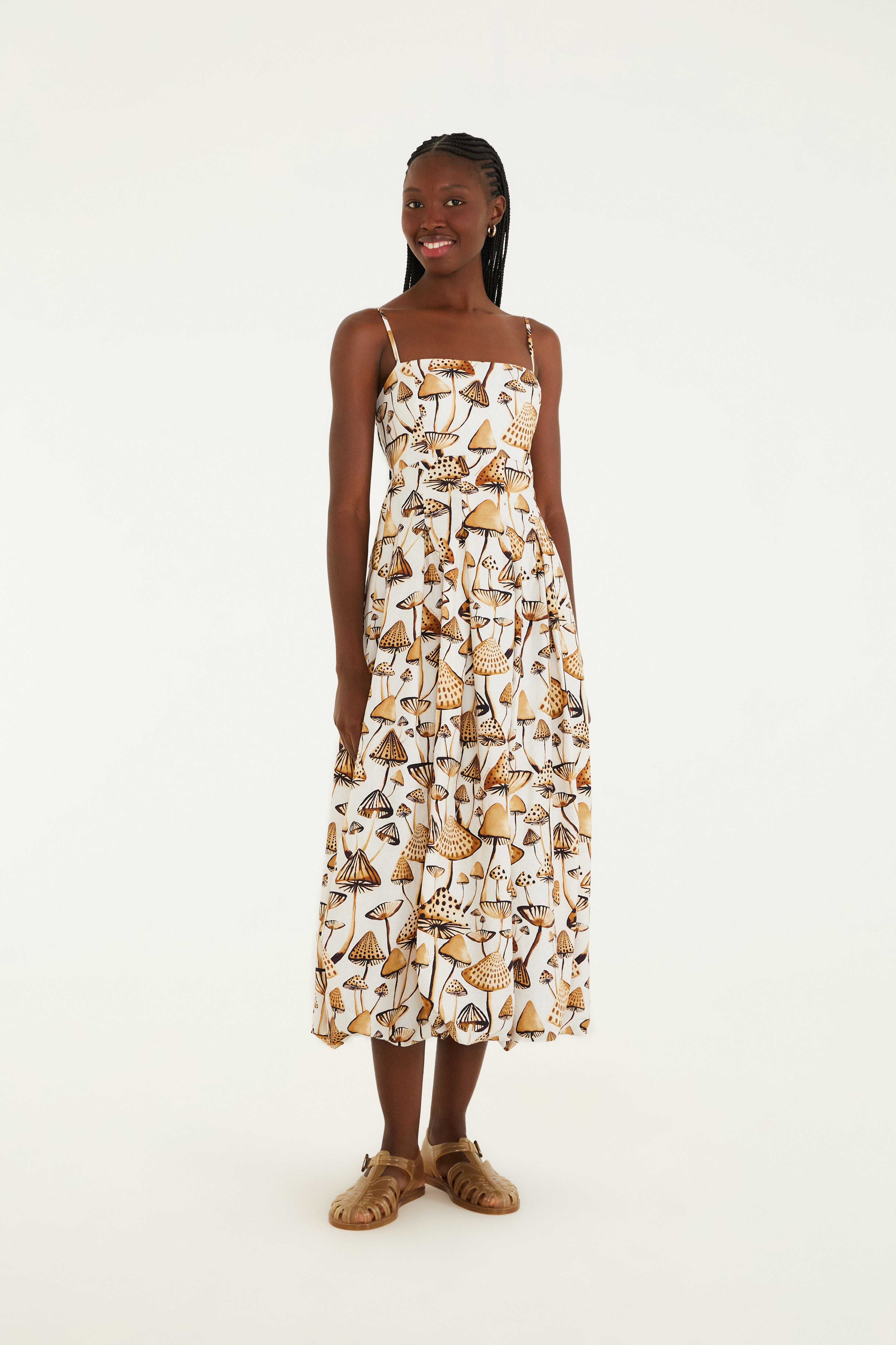 Vestido Cropped Balonê Estampado Cogu