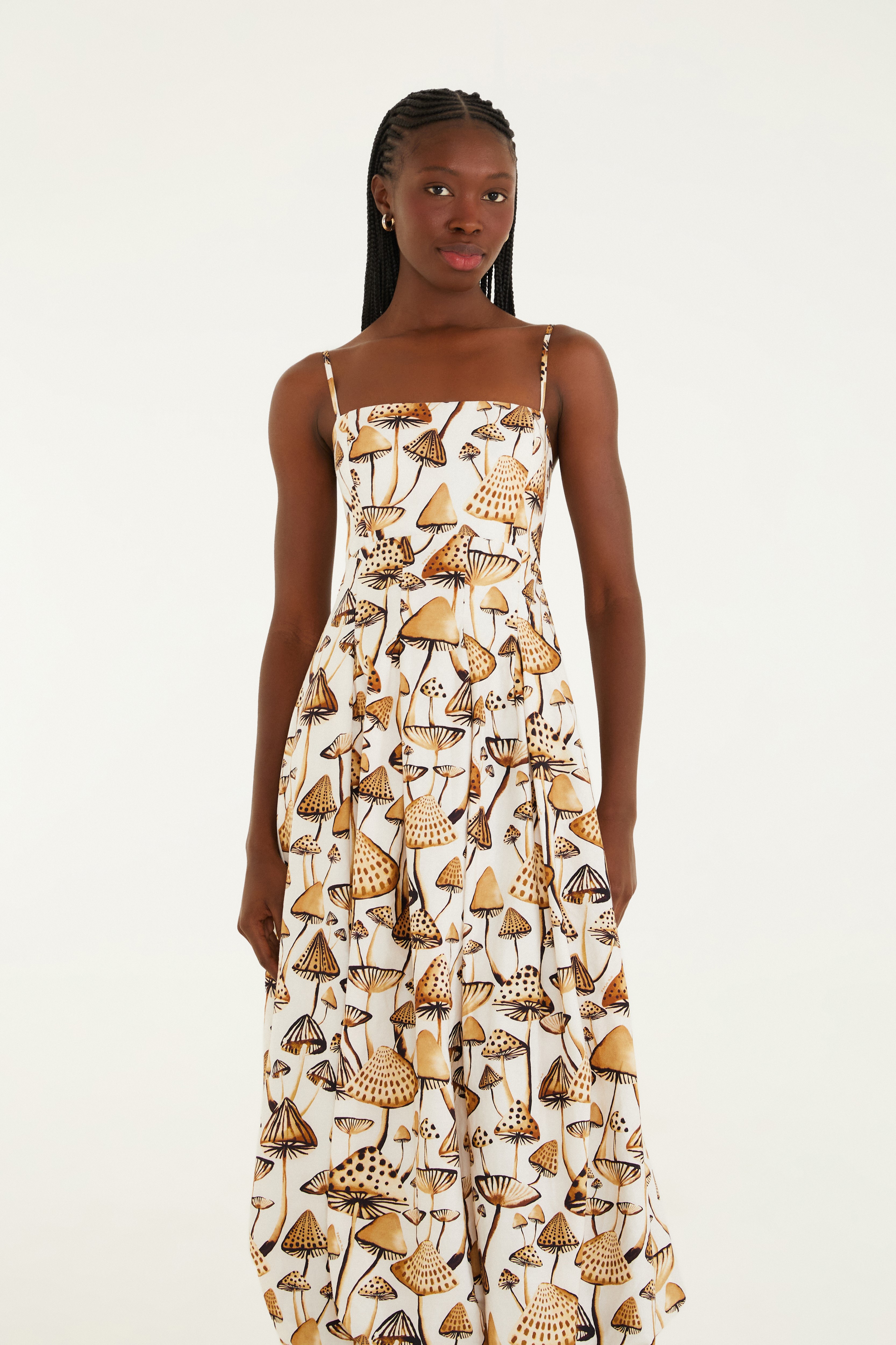 Vestido Cropped Balonê Estampado Cogu