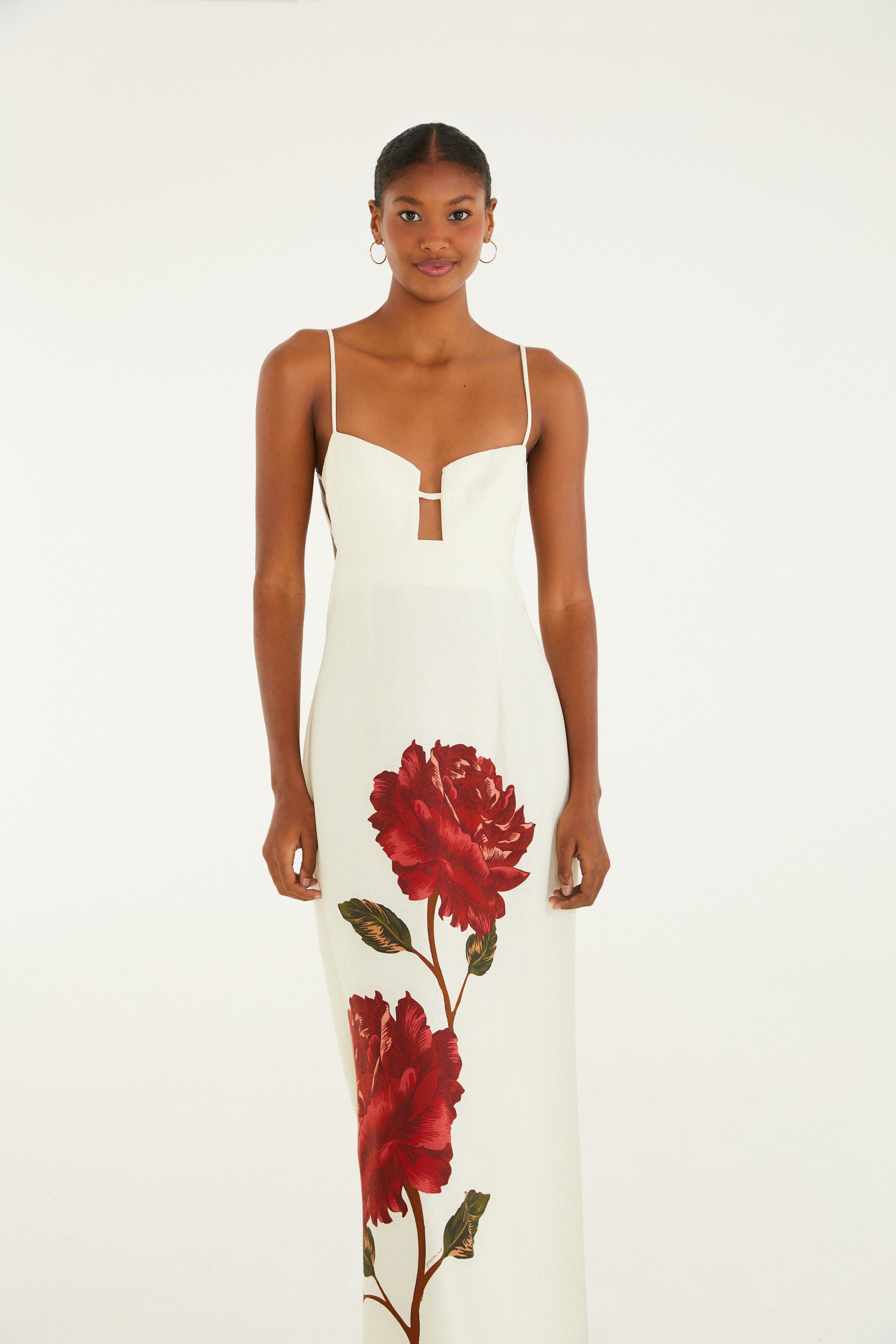 Vestido Cropped Estampado Flor Rosália