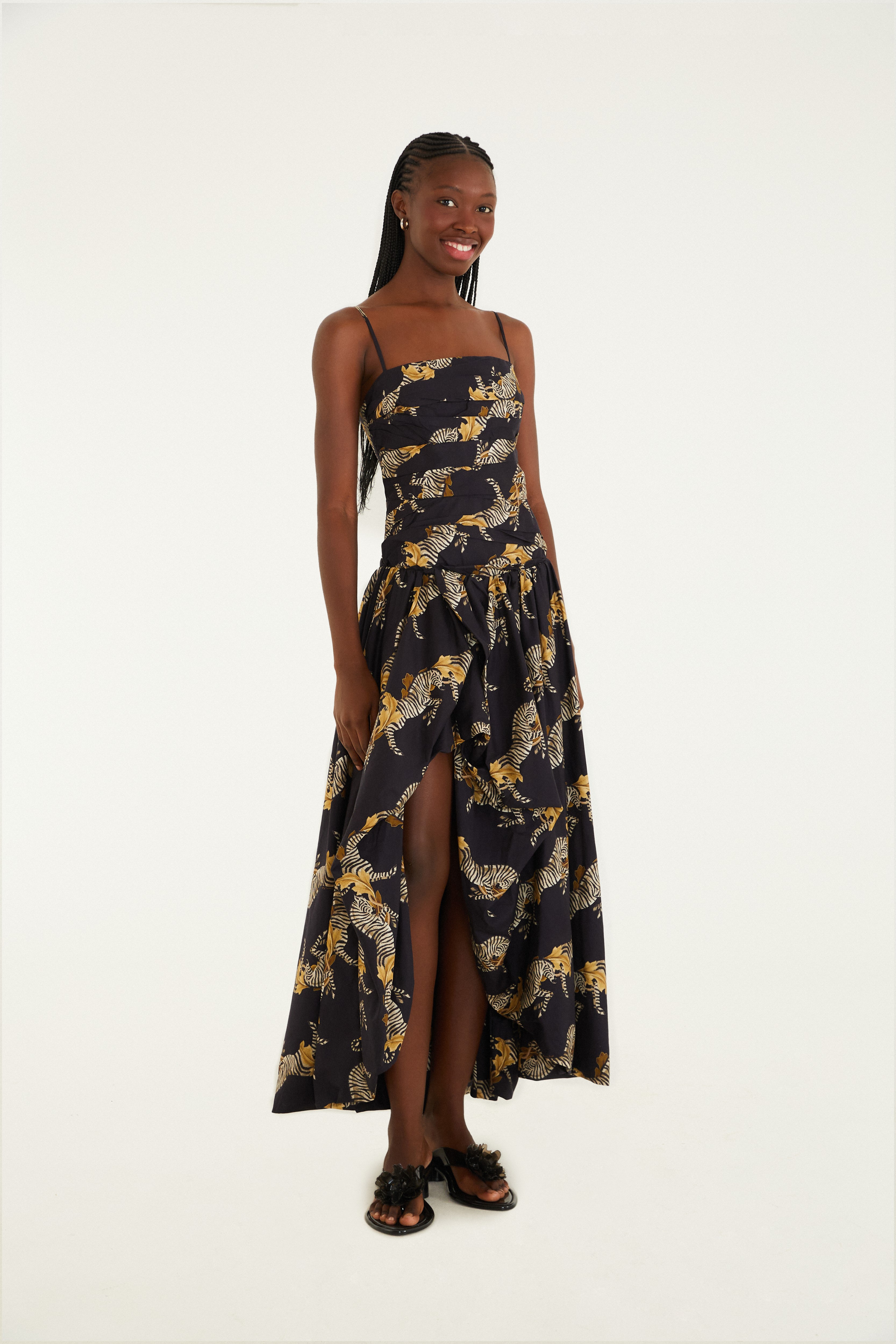 Vestido Balonê Estampado Zebra