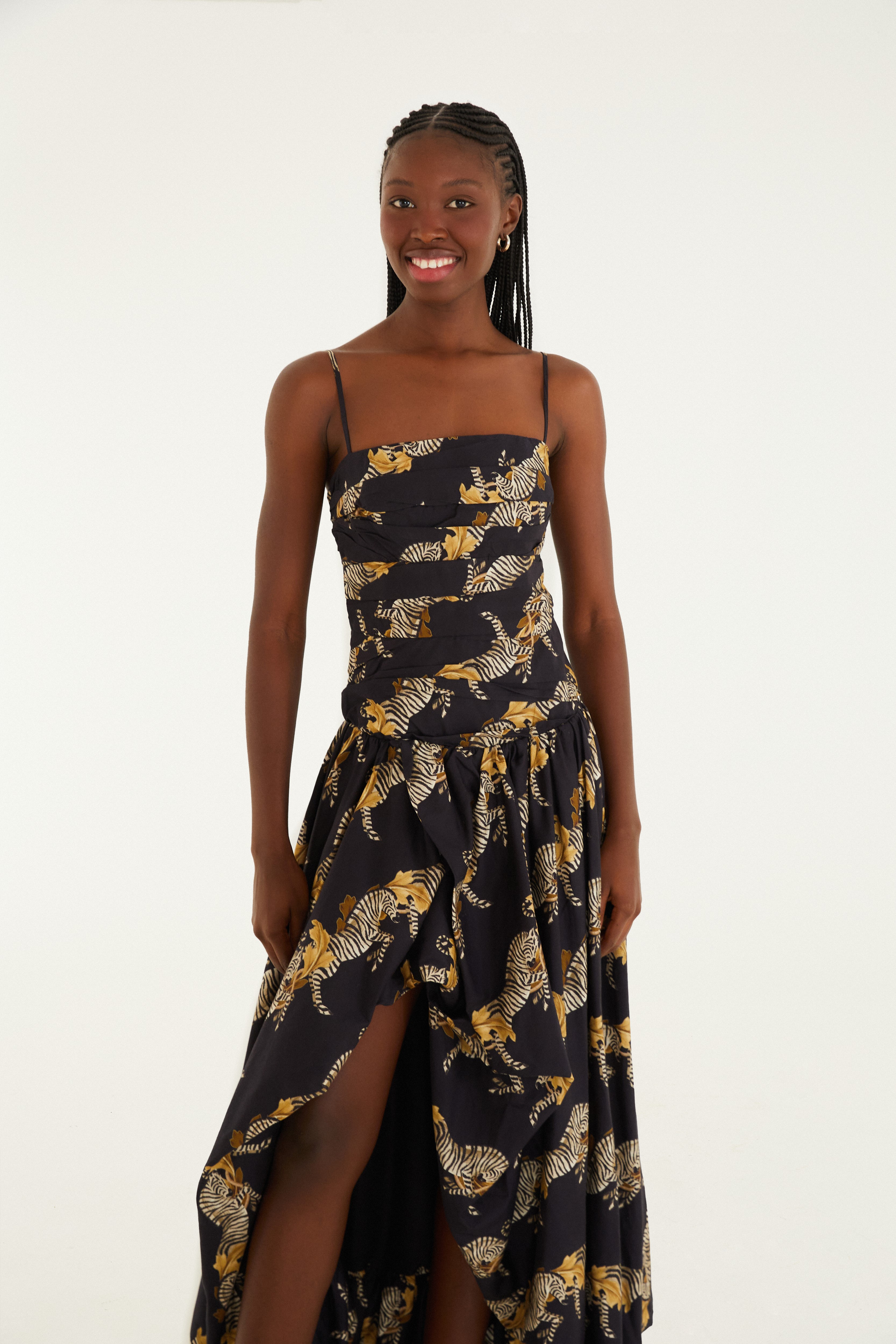 Vestido Balonê Estampado Zebra