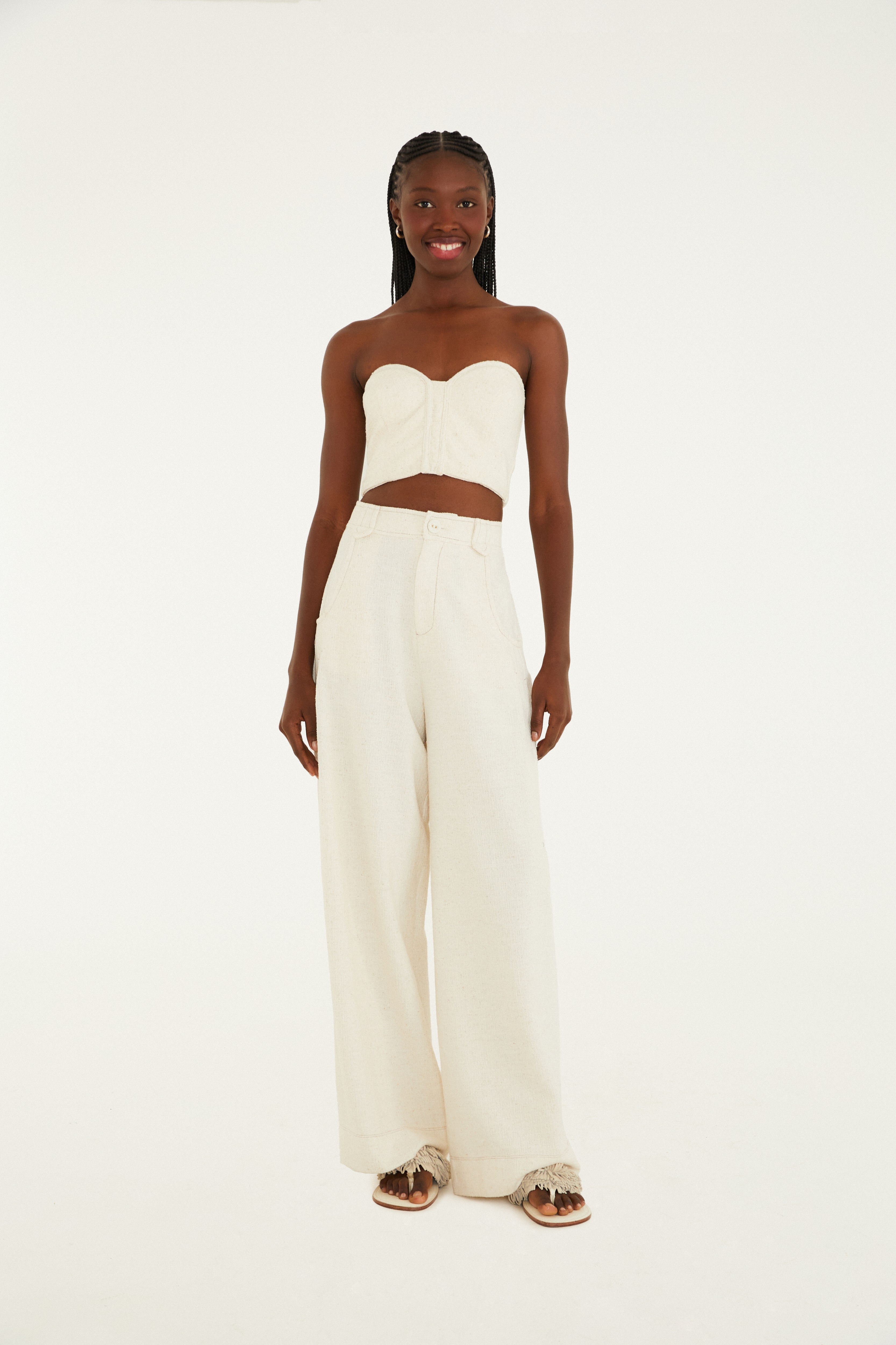 Calça Pregas Tweed