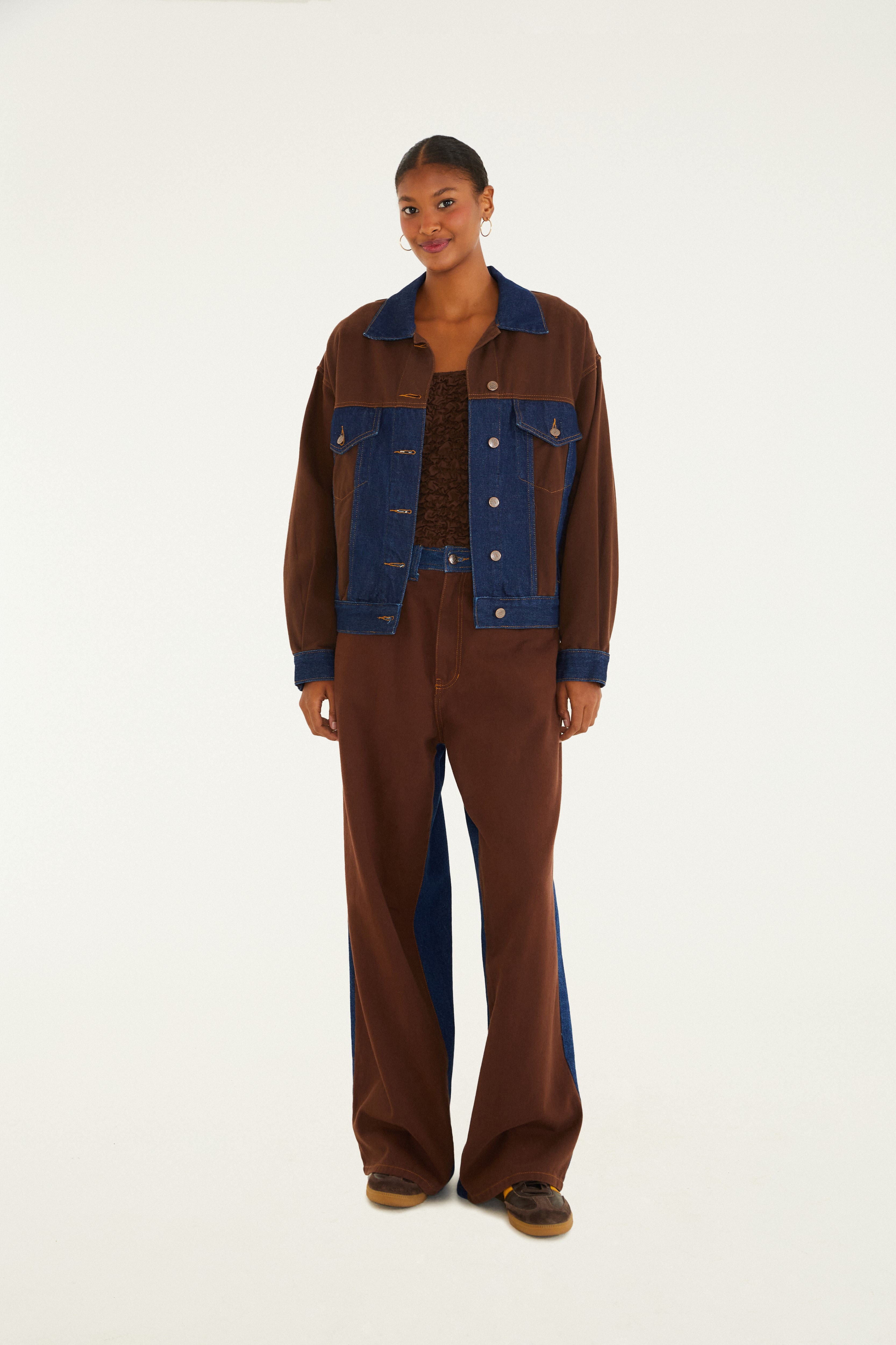 Jaqueta Jeans Duo Sarja Marrom
