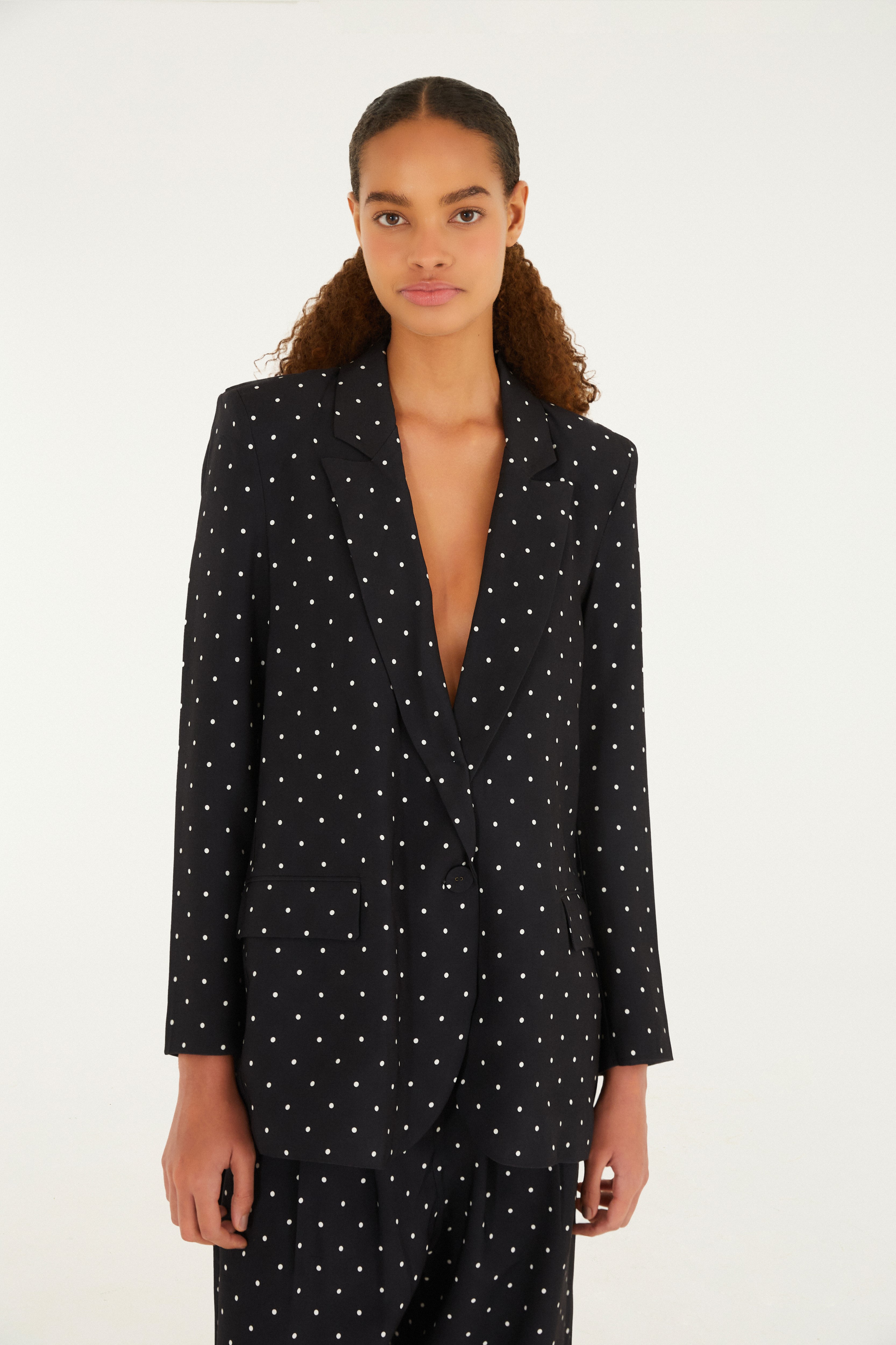 Blazer Alfaiataria Estampado Poá