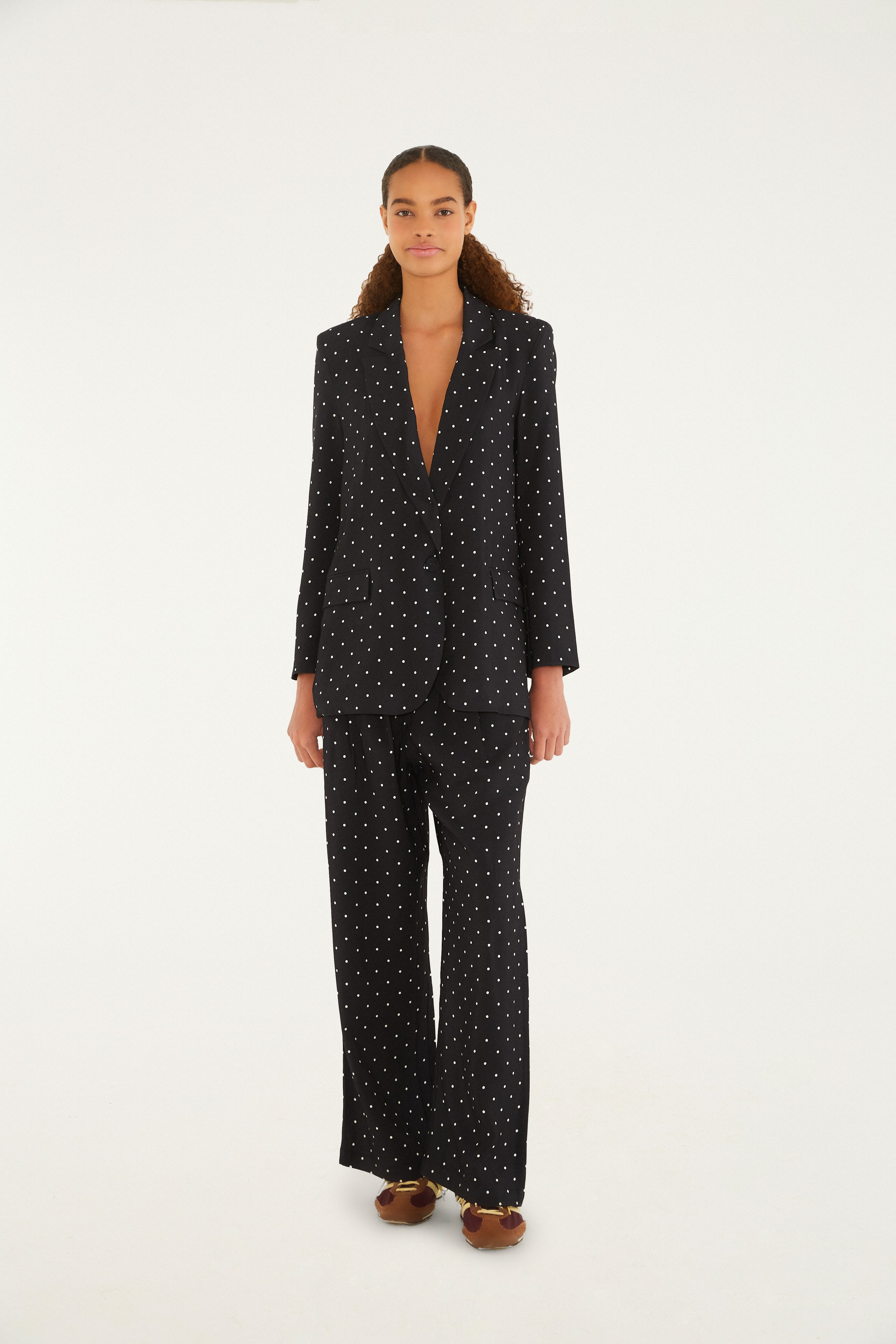 Blazer Alfaiataria Estampado Poá