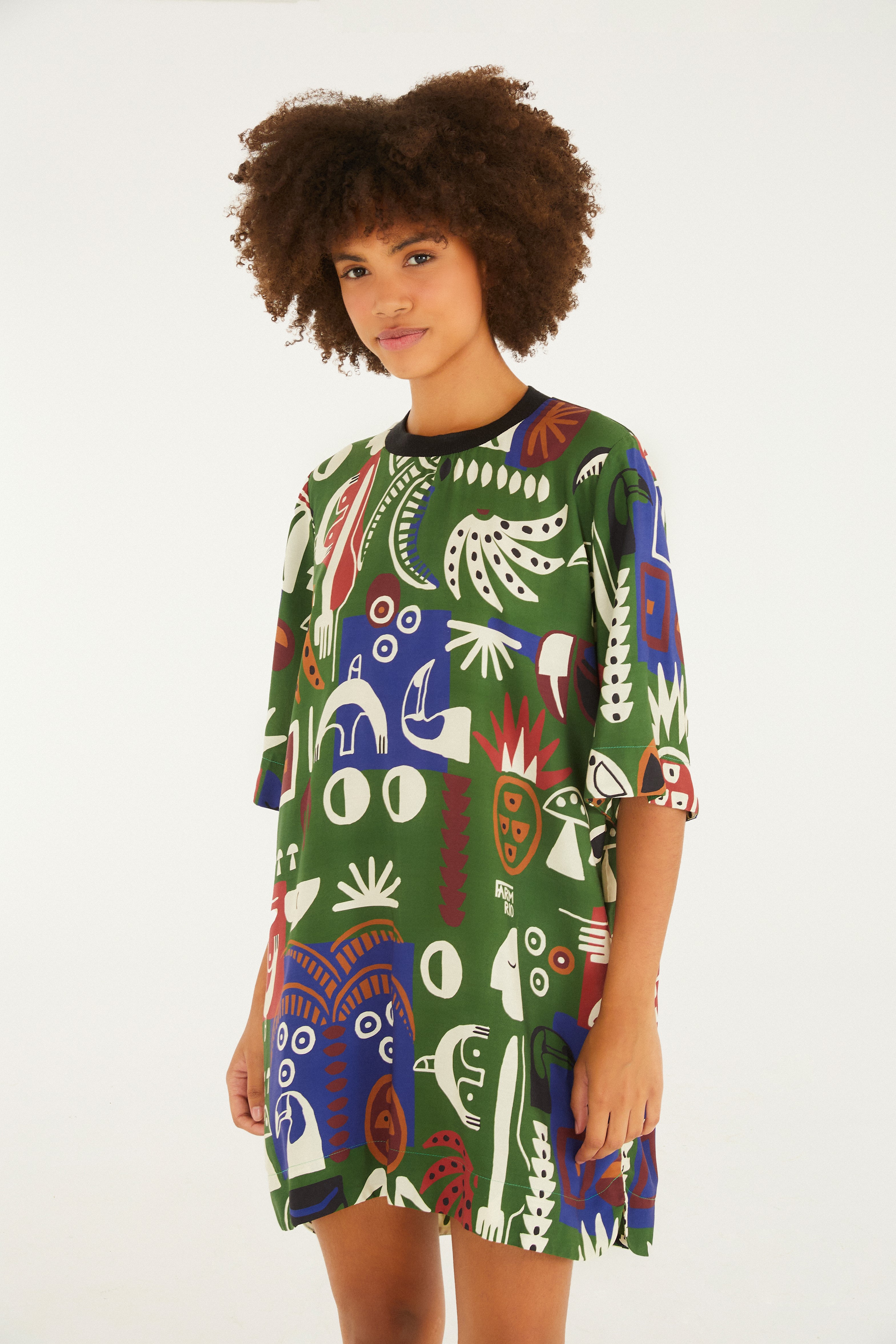 Vestido T-Shirt Estampado Gráfico Tropi