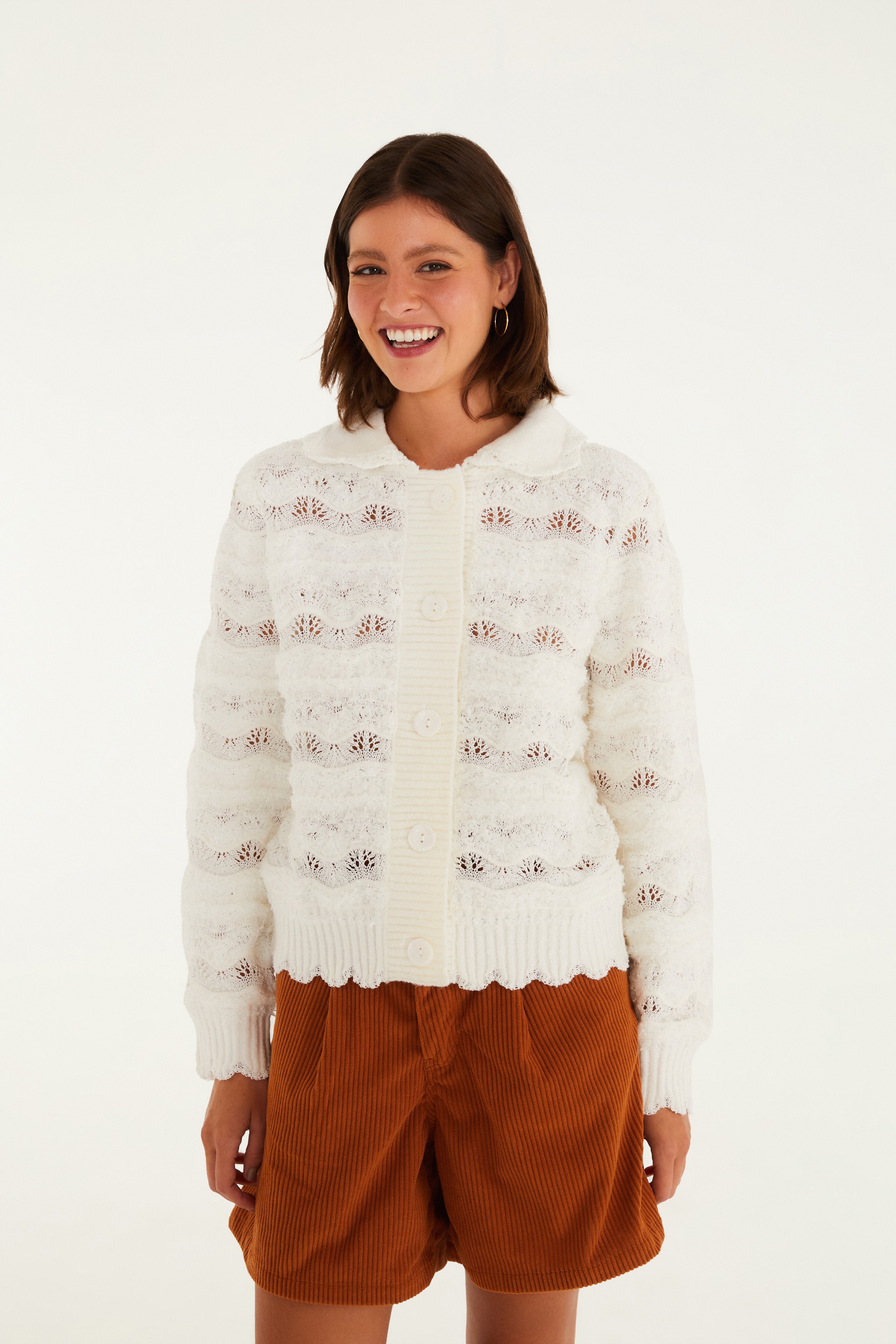 Blusa Tricot Artesanal Com Gola