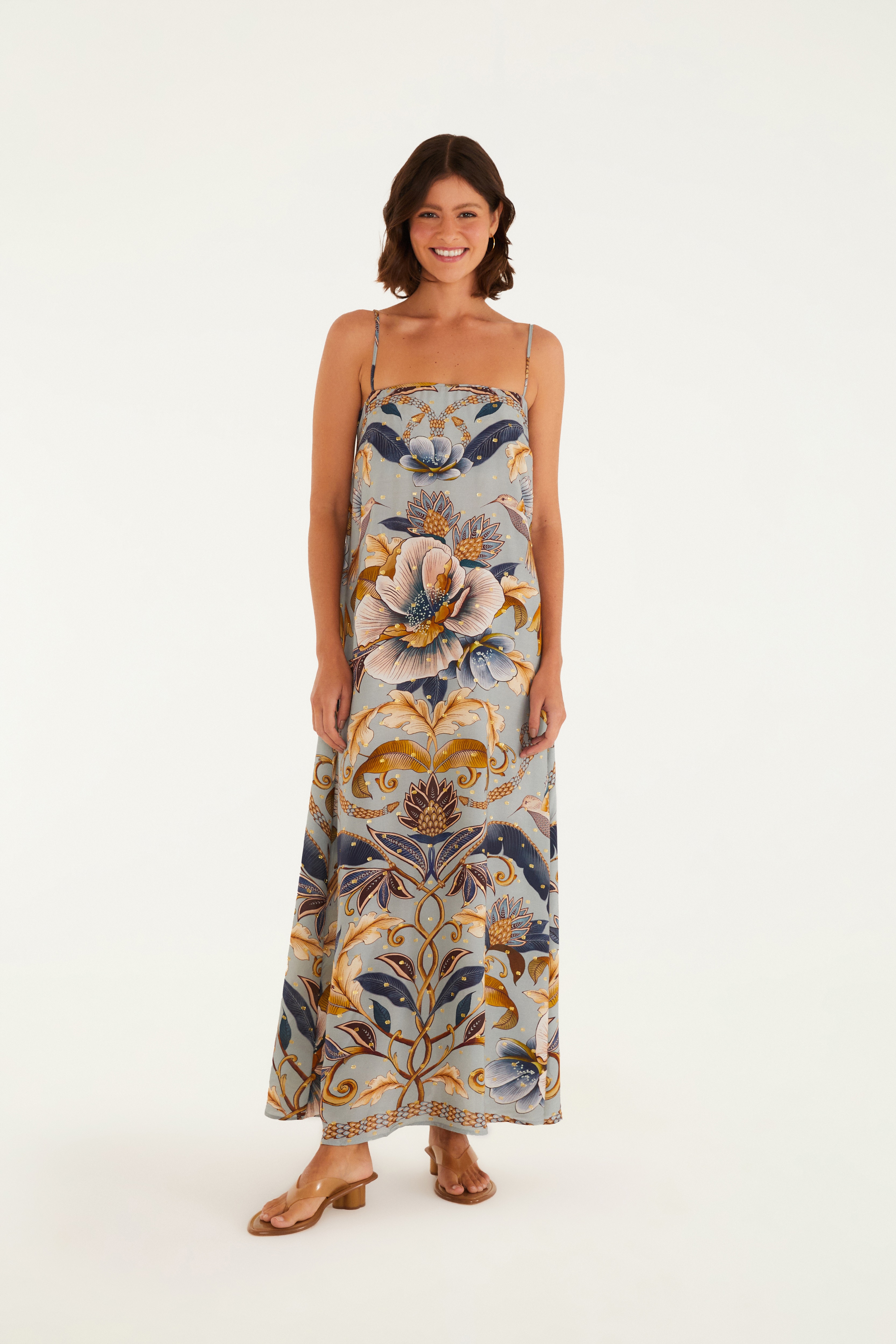 Vestido Cropped Estampado Jardim Real
