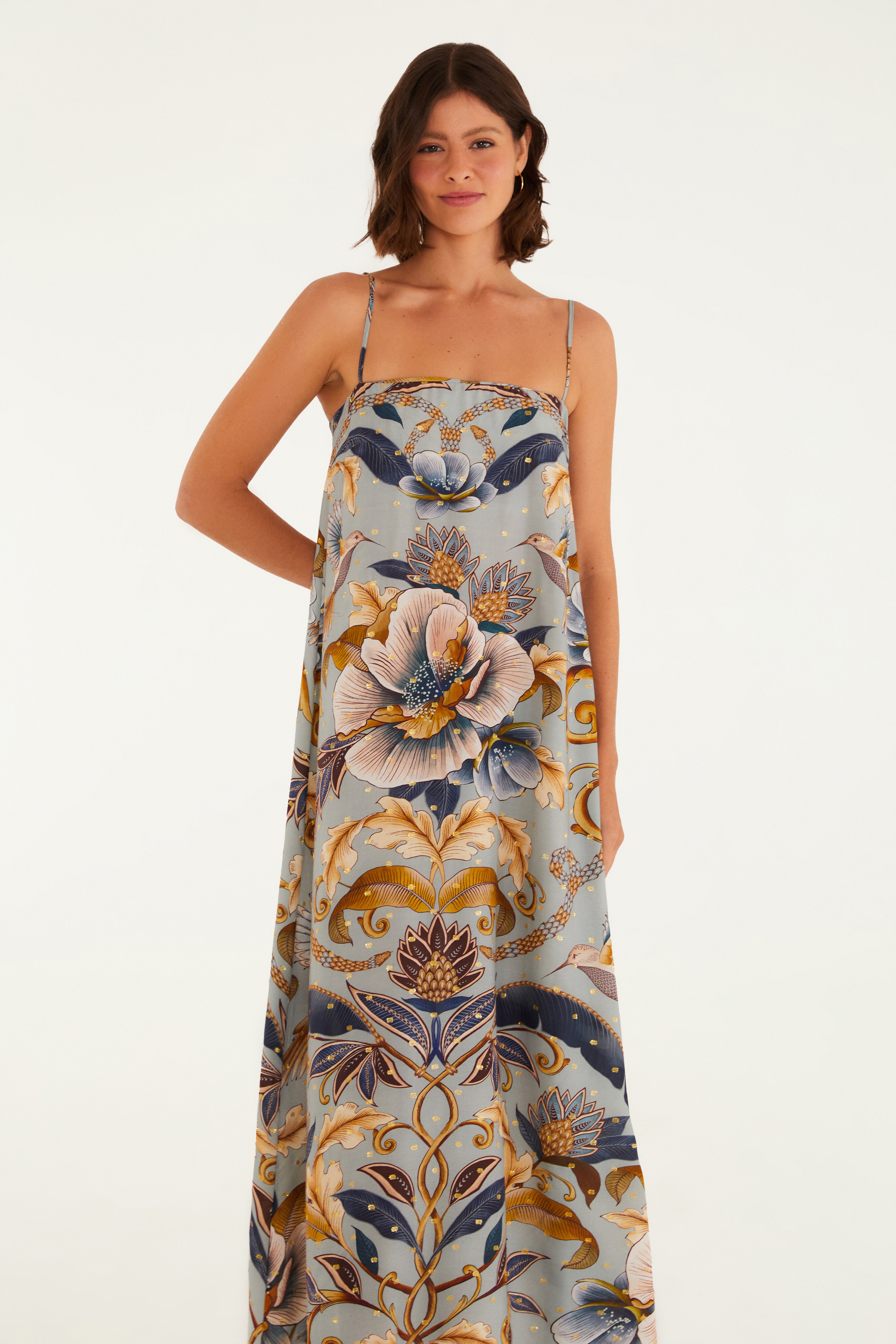 Vestido Cropped Estampado Jardim Real