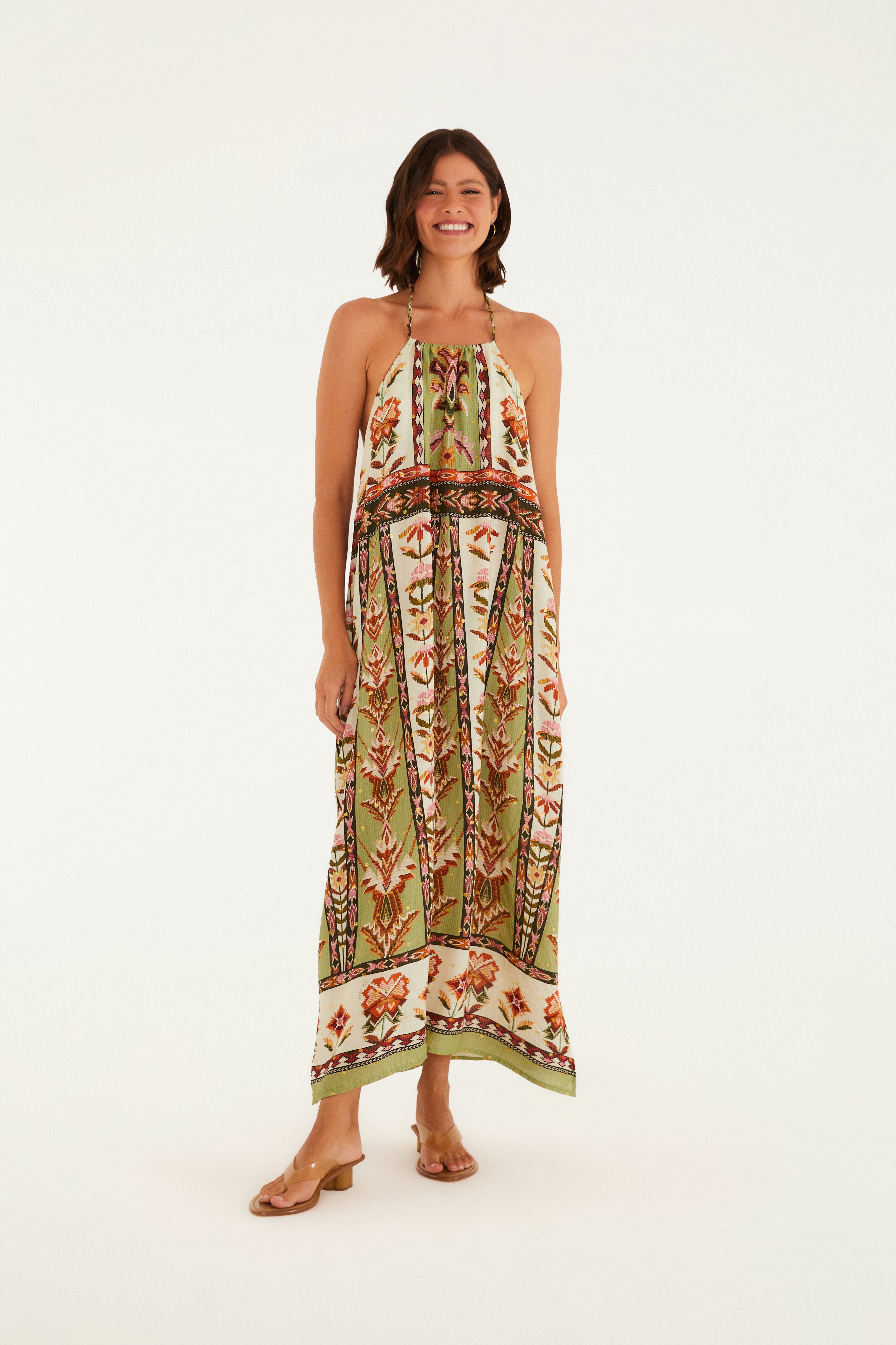 Vestido Midi Estampado Tapete De Cor