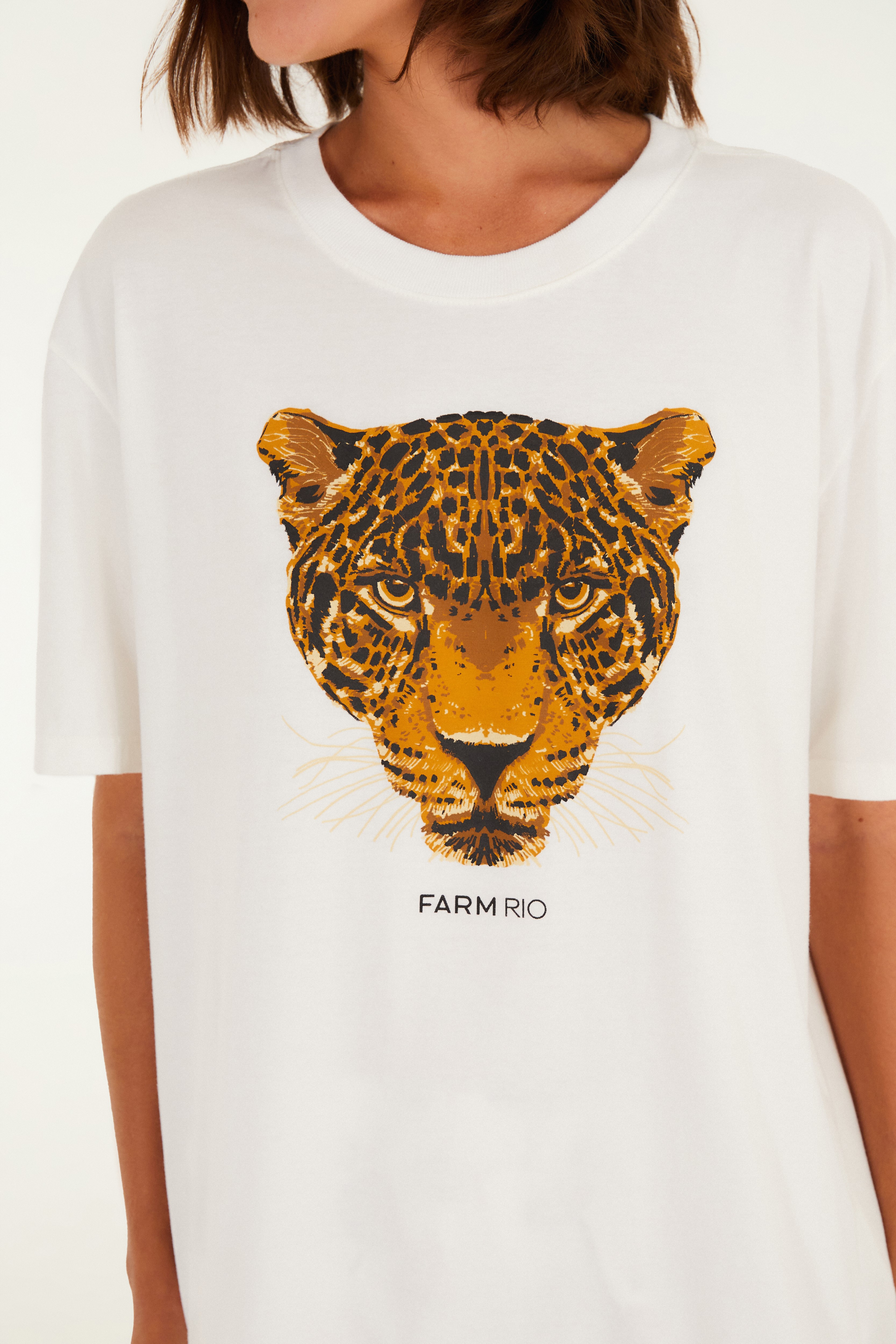 T-Shirt Media Onça Esmeralda Off White