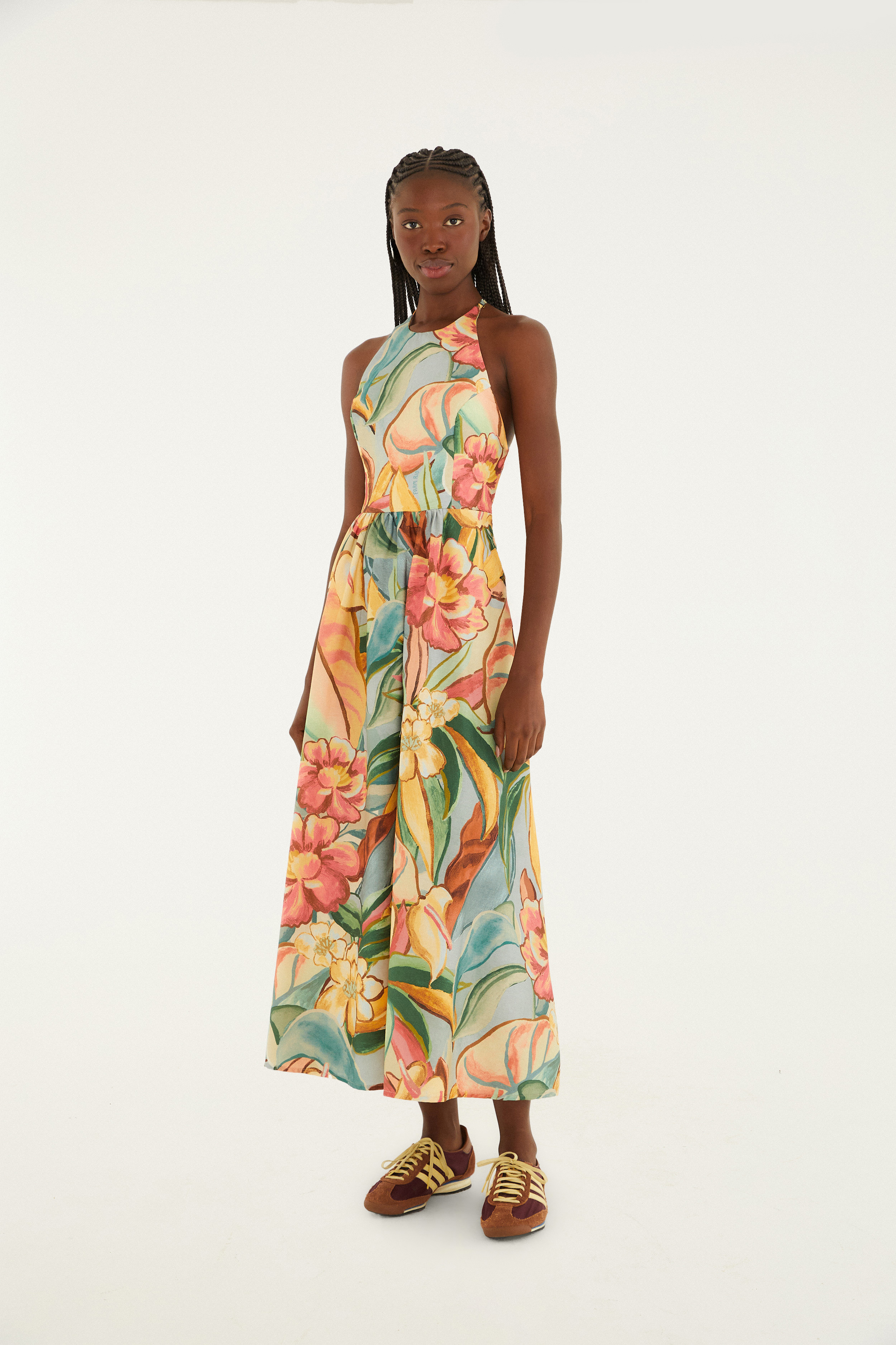 Vestido Estampado Folhagem De Inverno