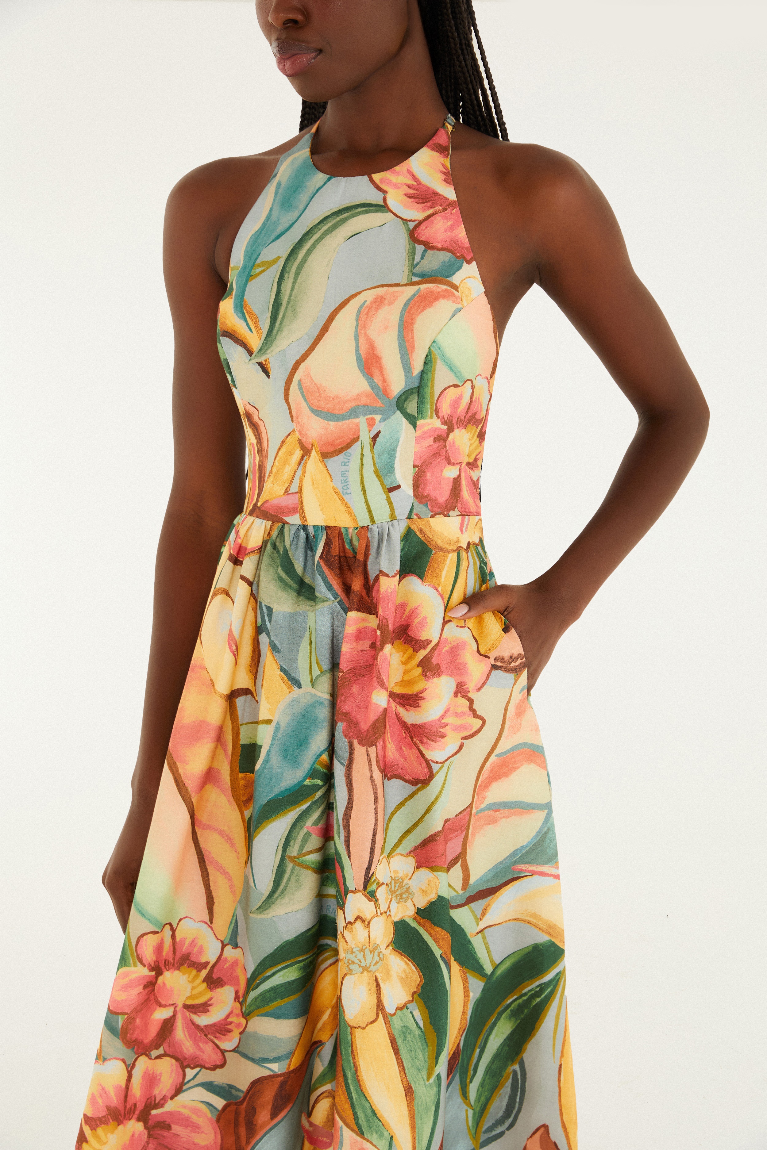 Vestido Estampado Folhagem De Inverno