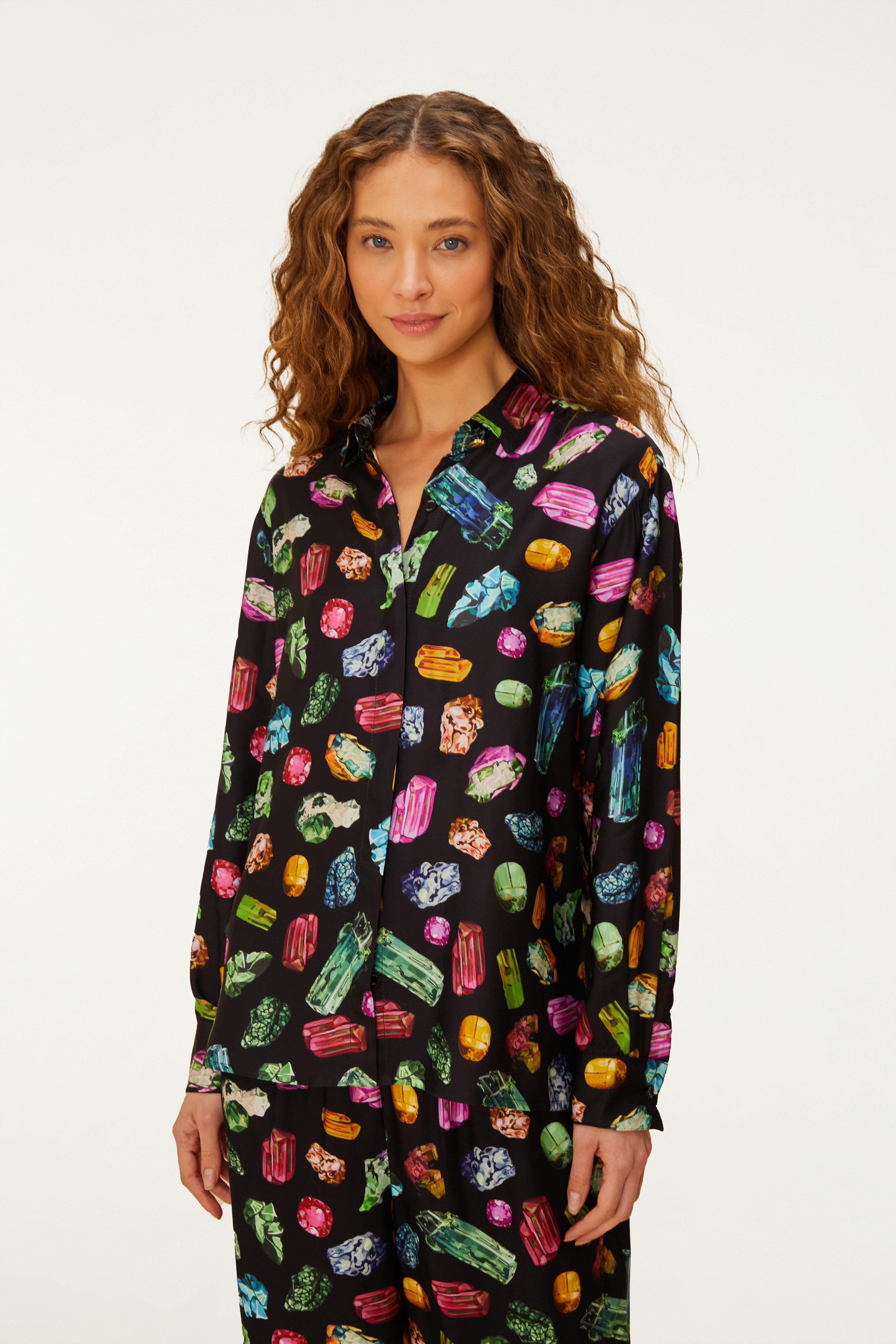 Camisa Estampada Pedras Preciosas