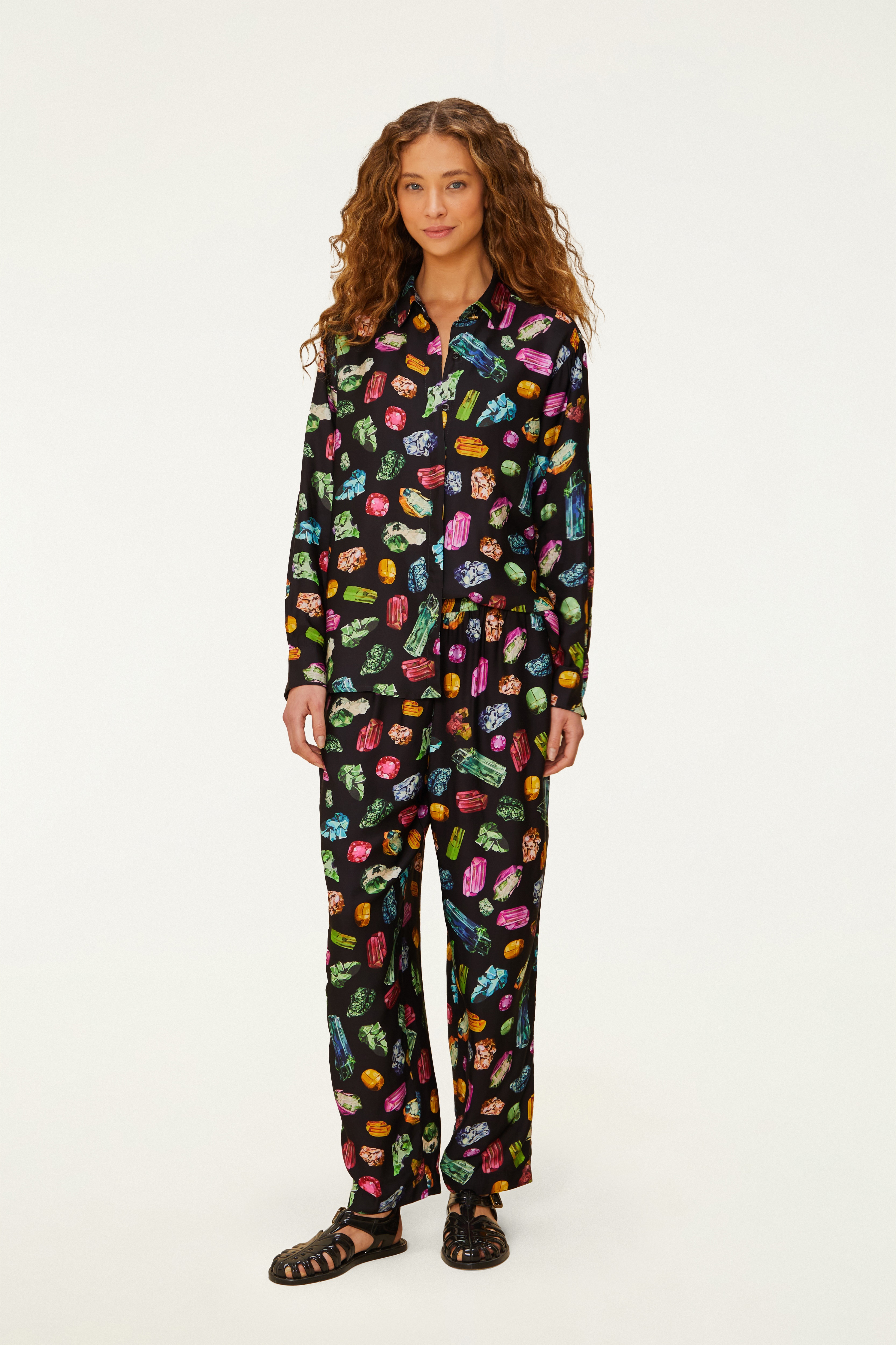 Camisa Estampada Pedras Preciosas
