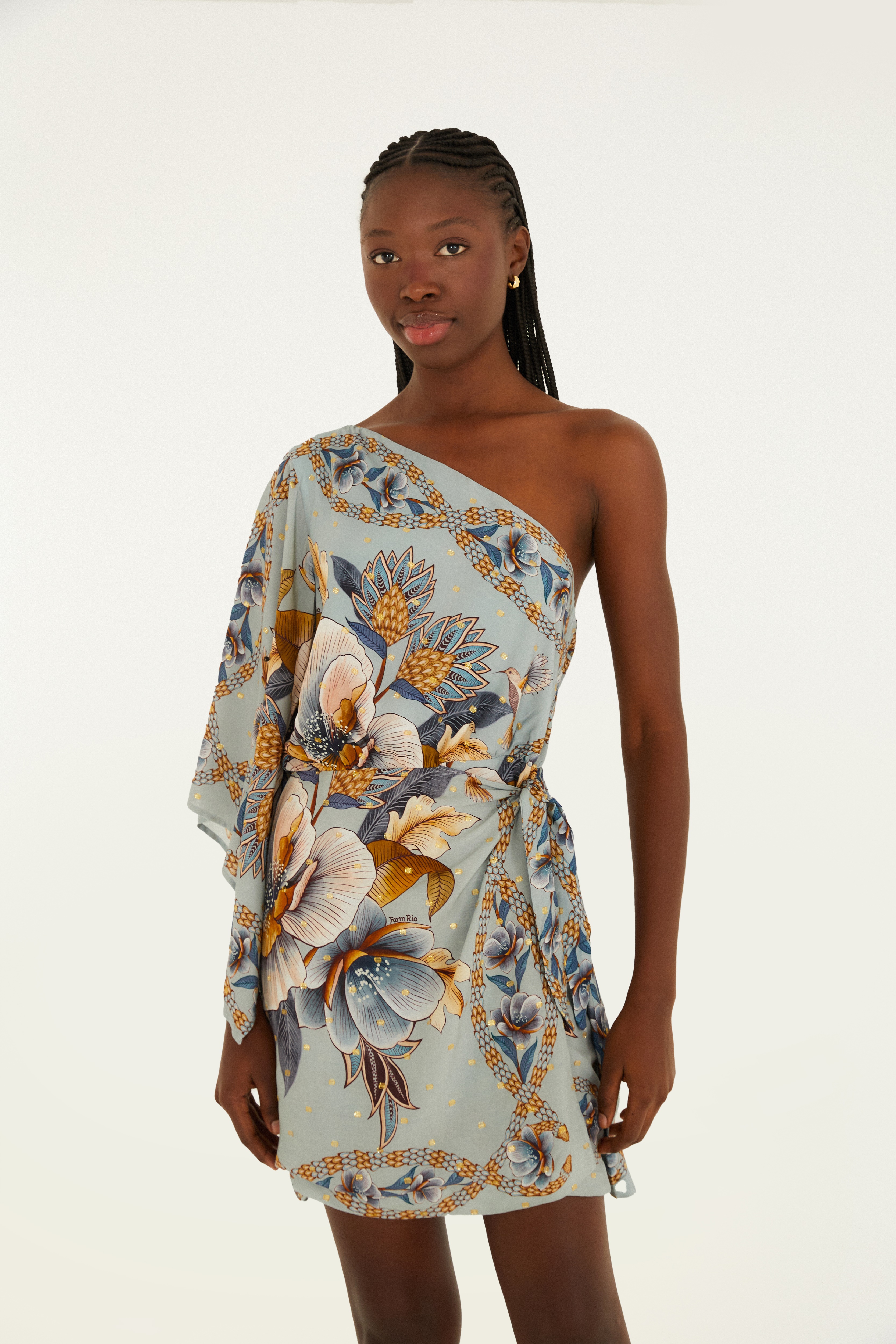 Vestido Curto Estampado Jardim Real