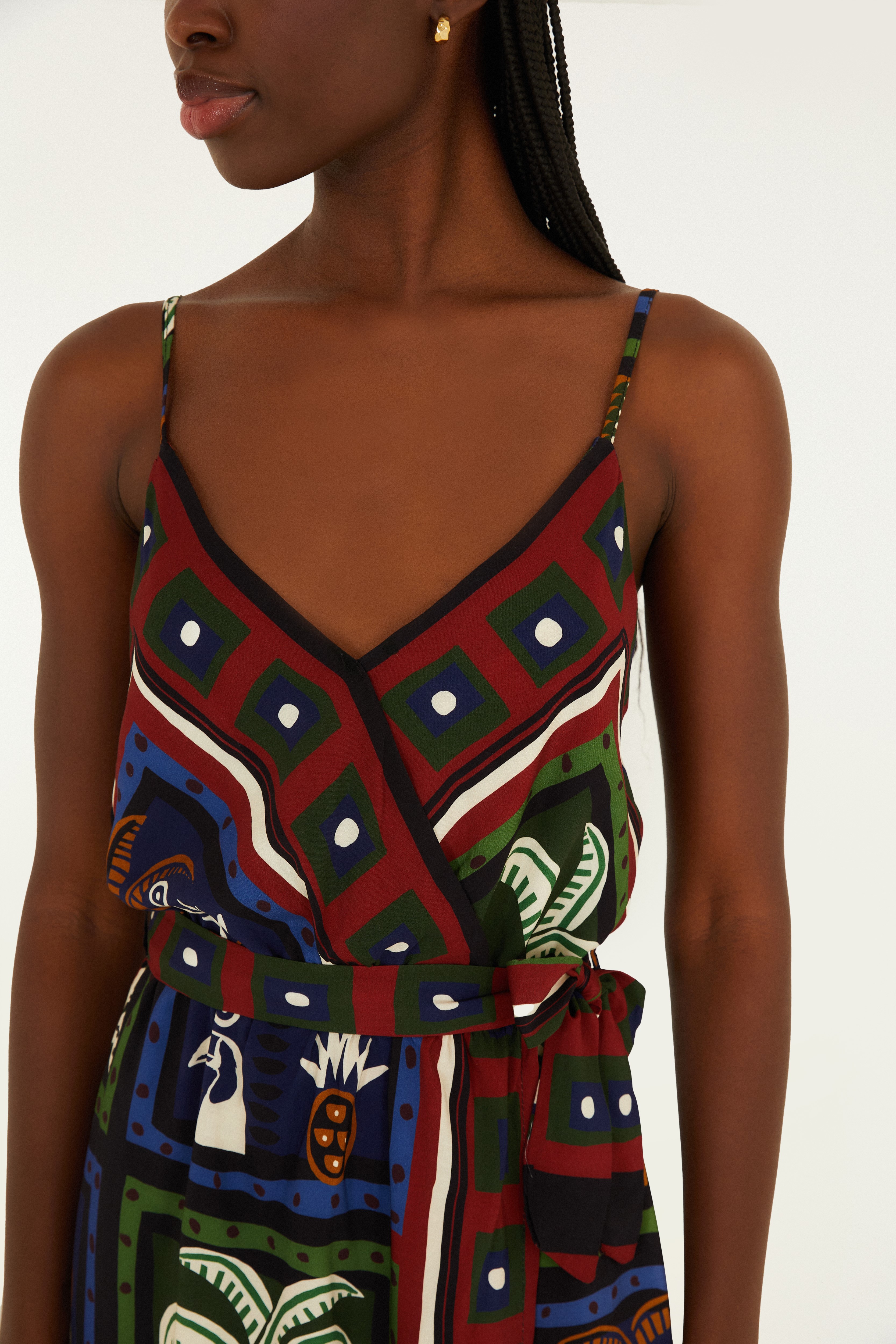 Vestido Curto Estampado Lenço Tropi