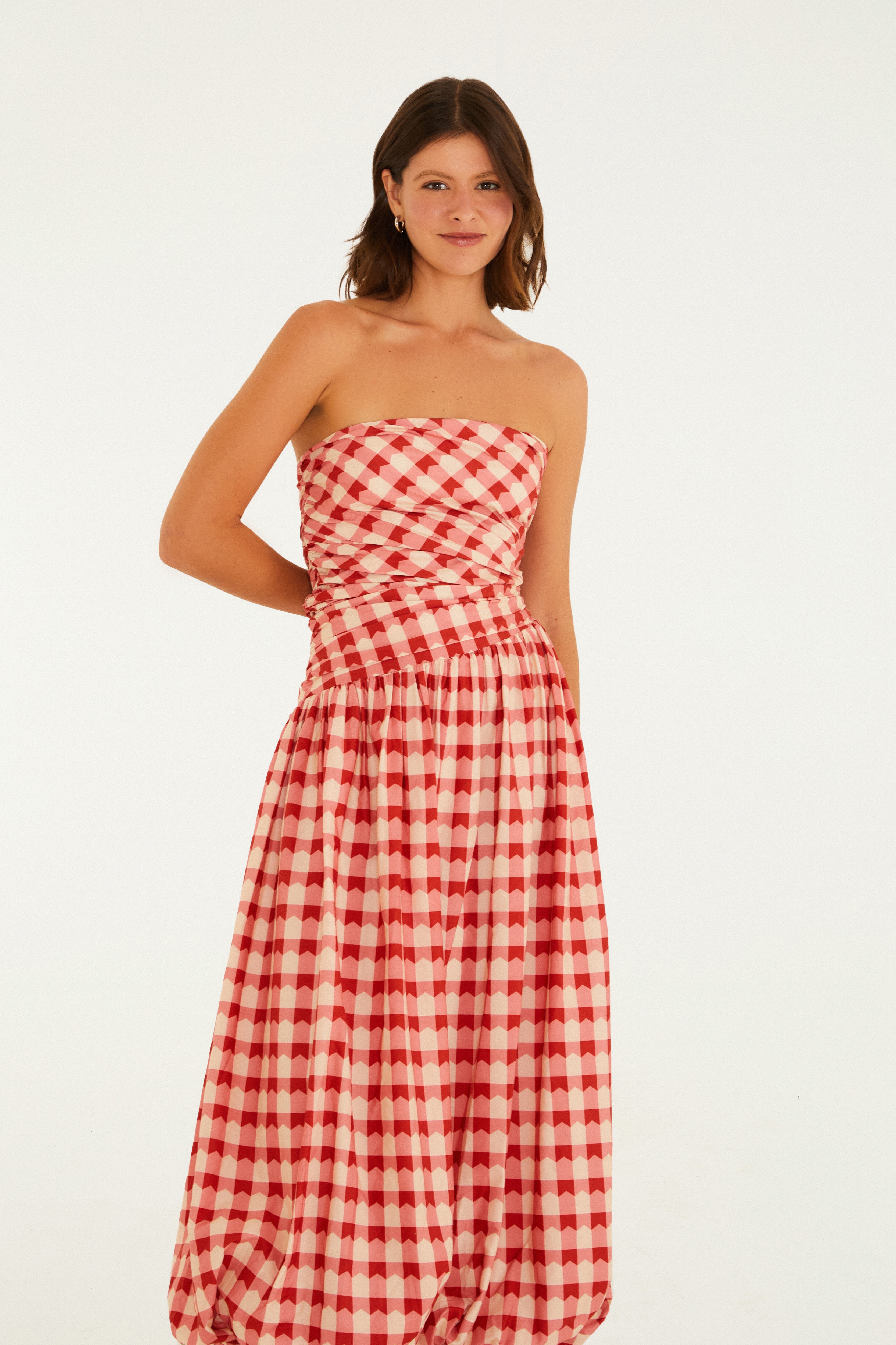 Vestido Balonê Xadrez Junino