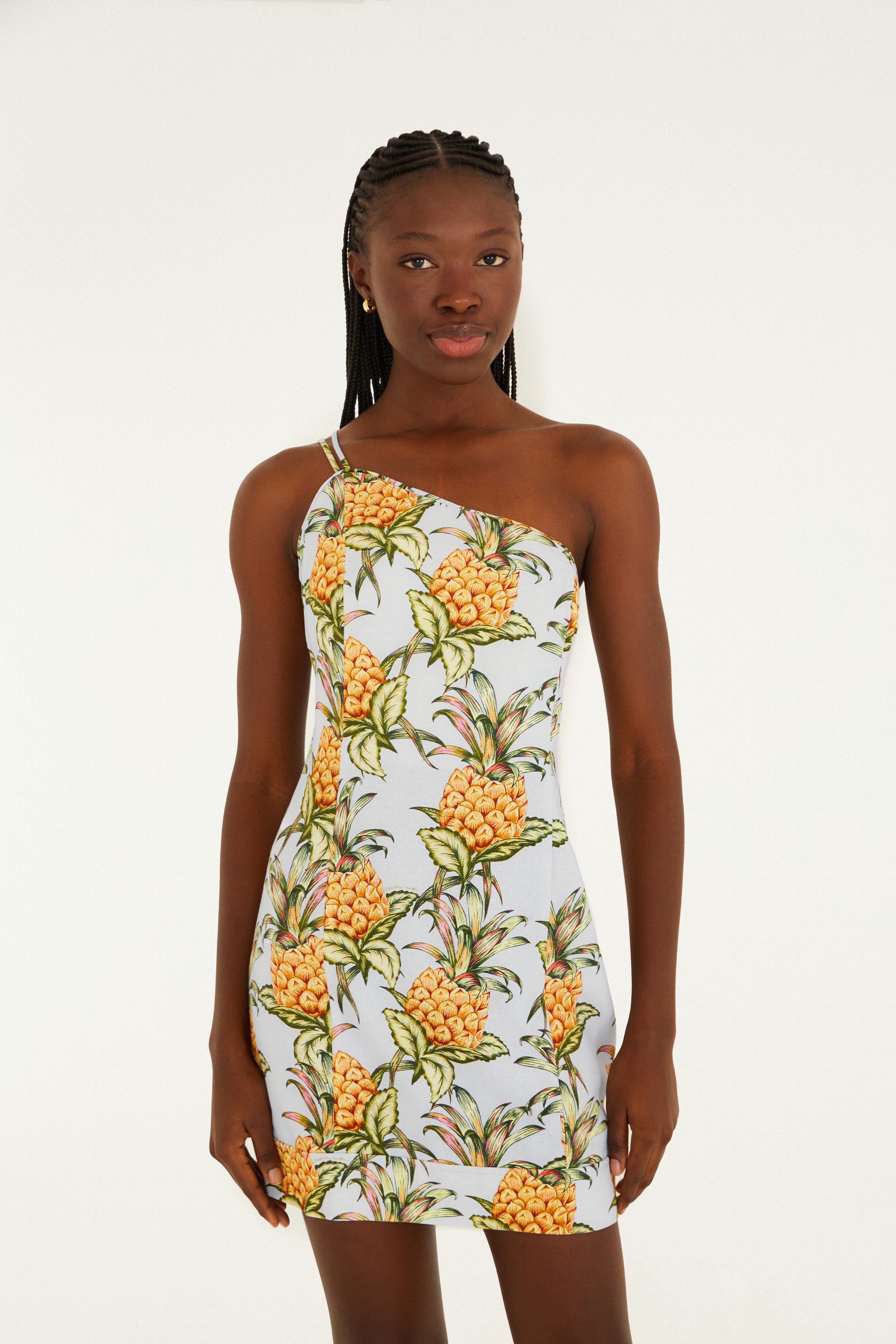 Vestido Curto Estampado Suco De Abacaxi