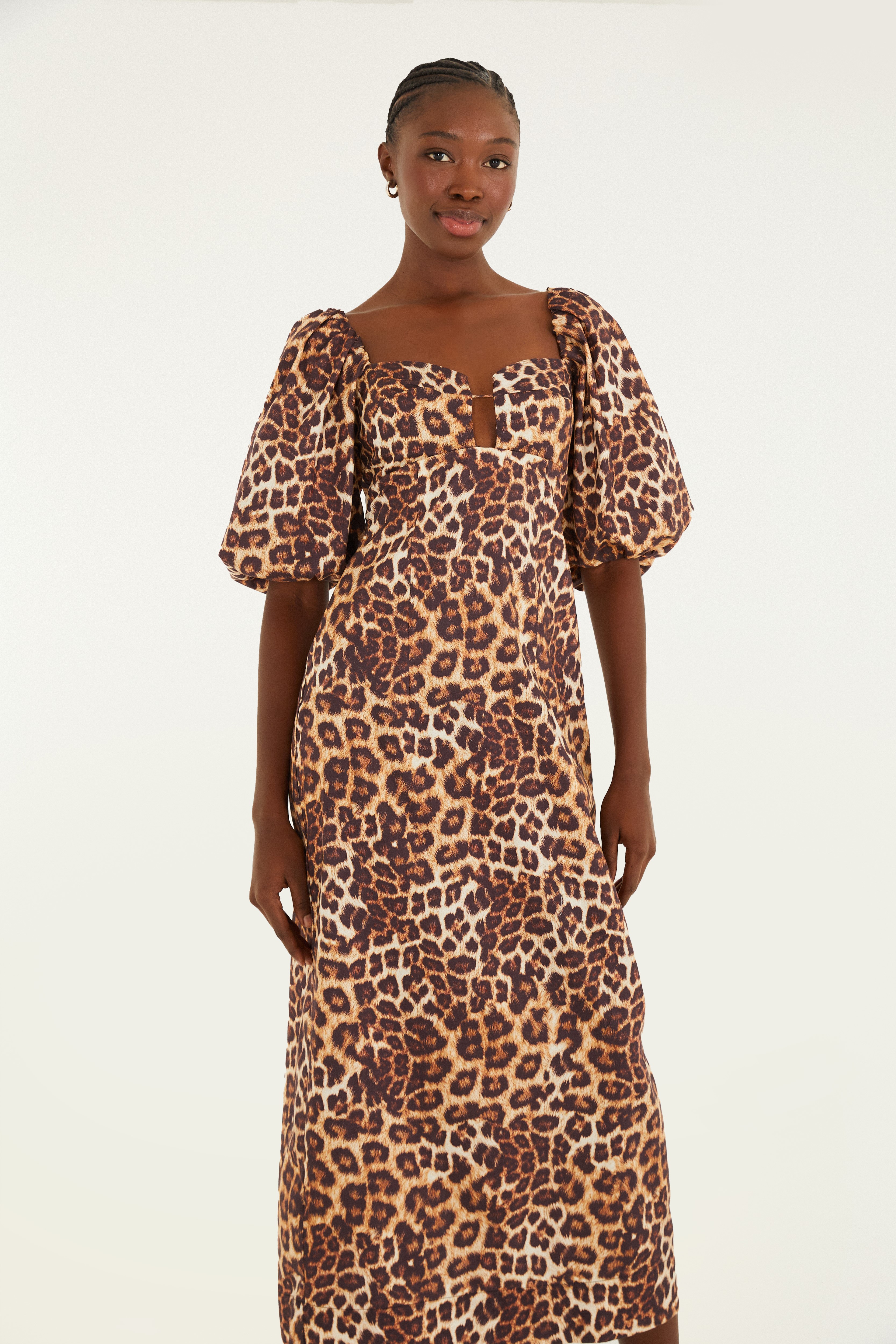 Vestido Mangas Estampado Onça Pintada
