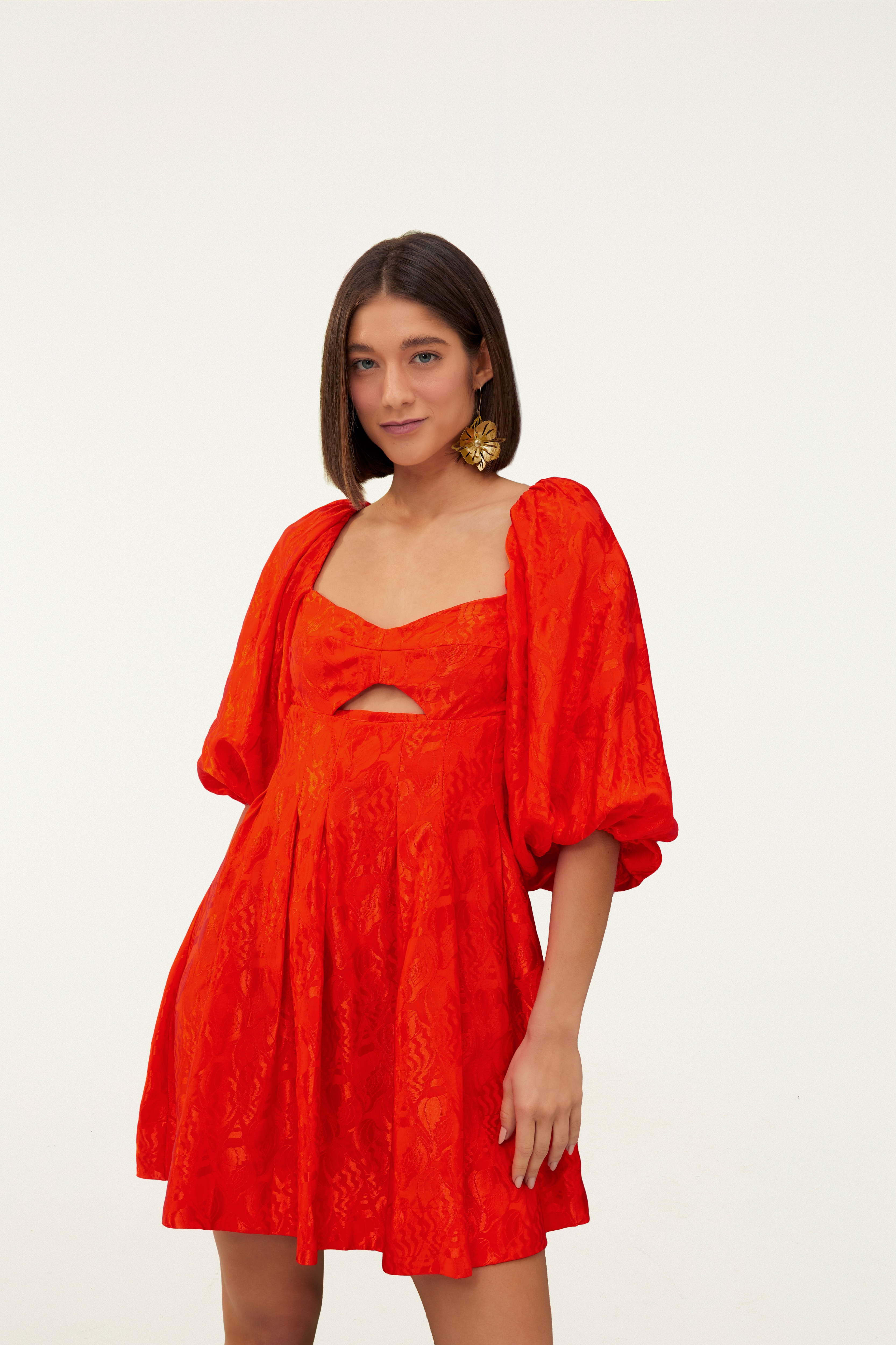 Vestido Curto Jacquard Concha Do Mar
