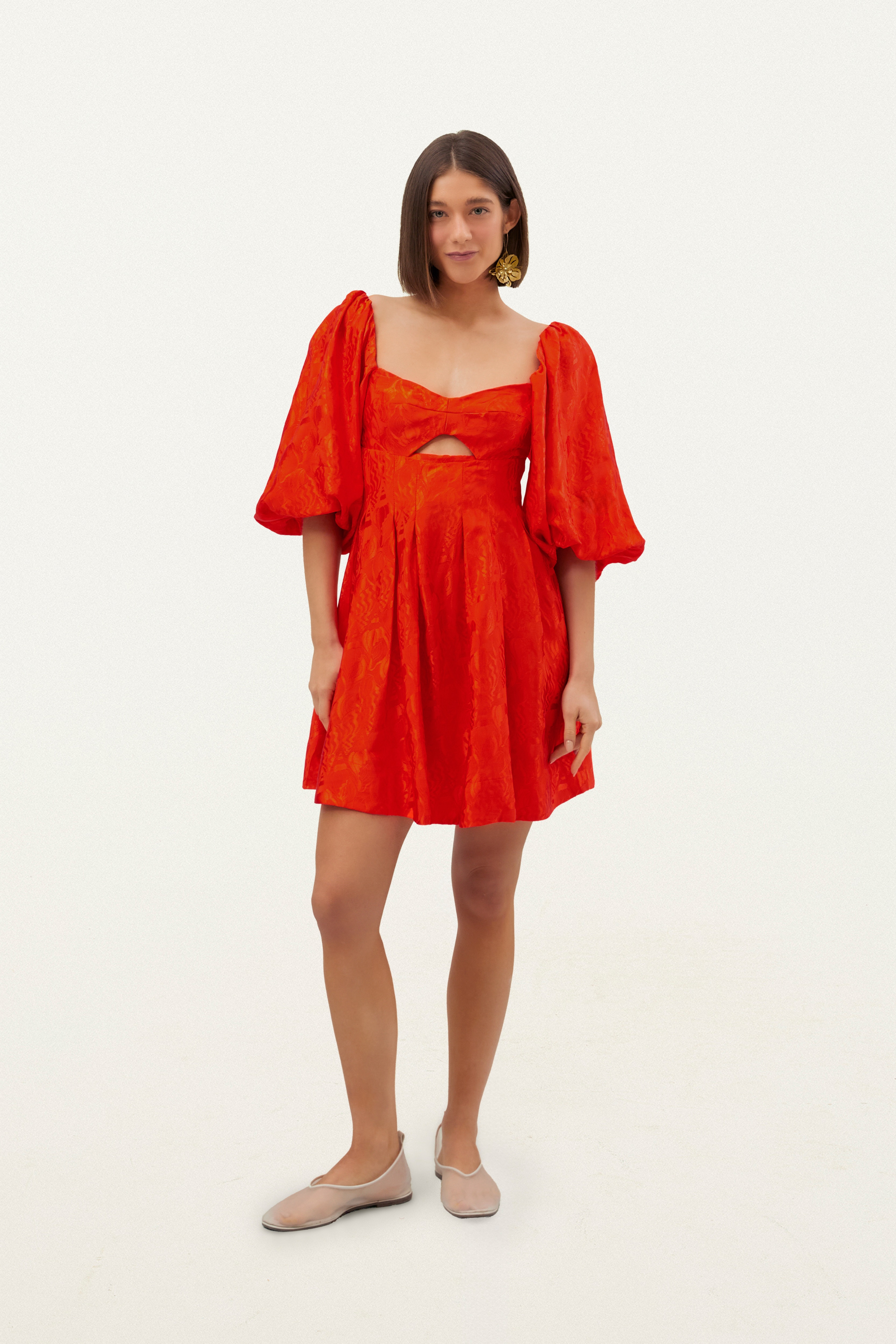 Vestido Curto Jacquard Concha Do Mar