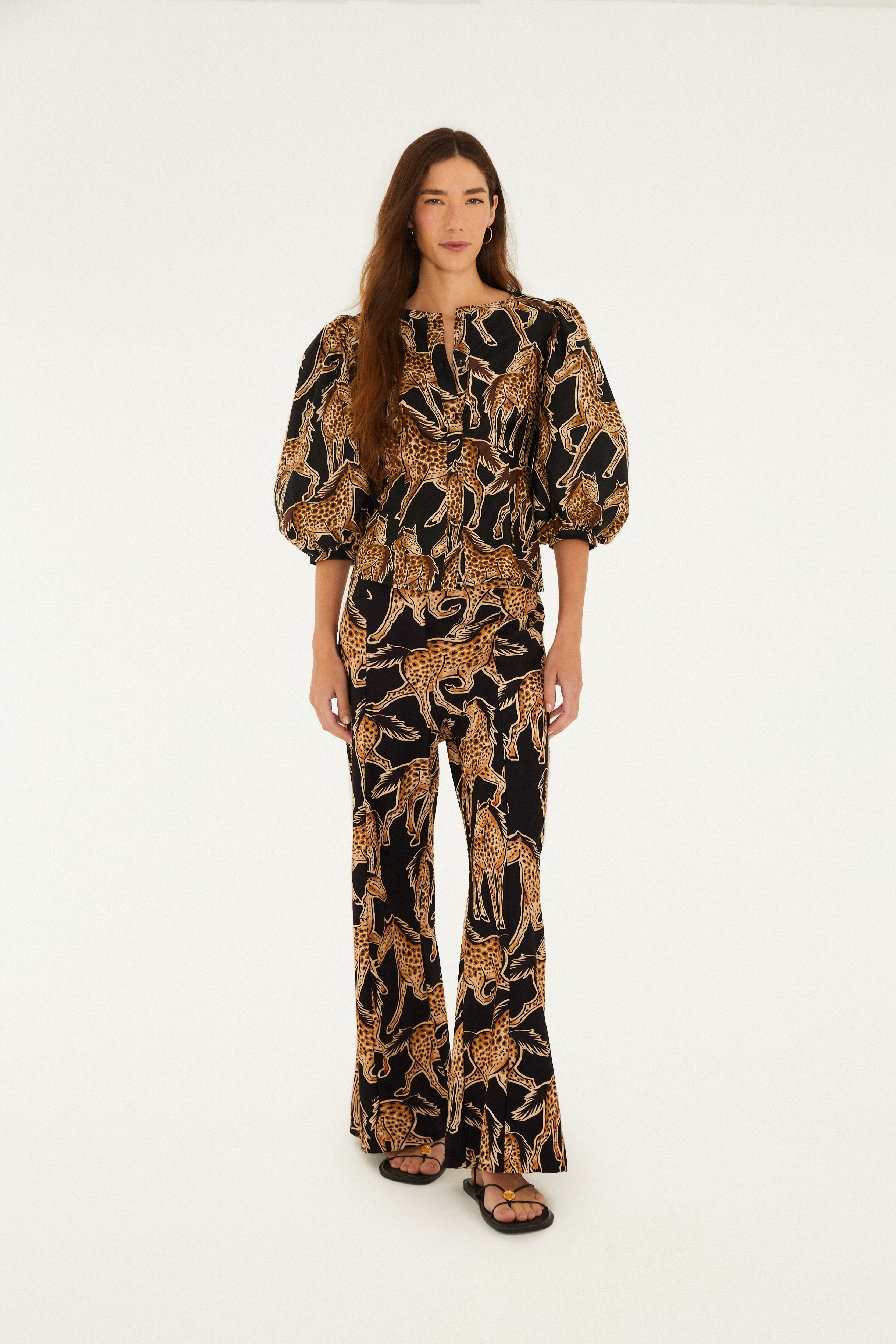 Blusa Estampada Cavalo De Onça