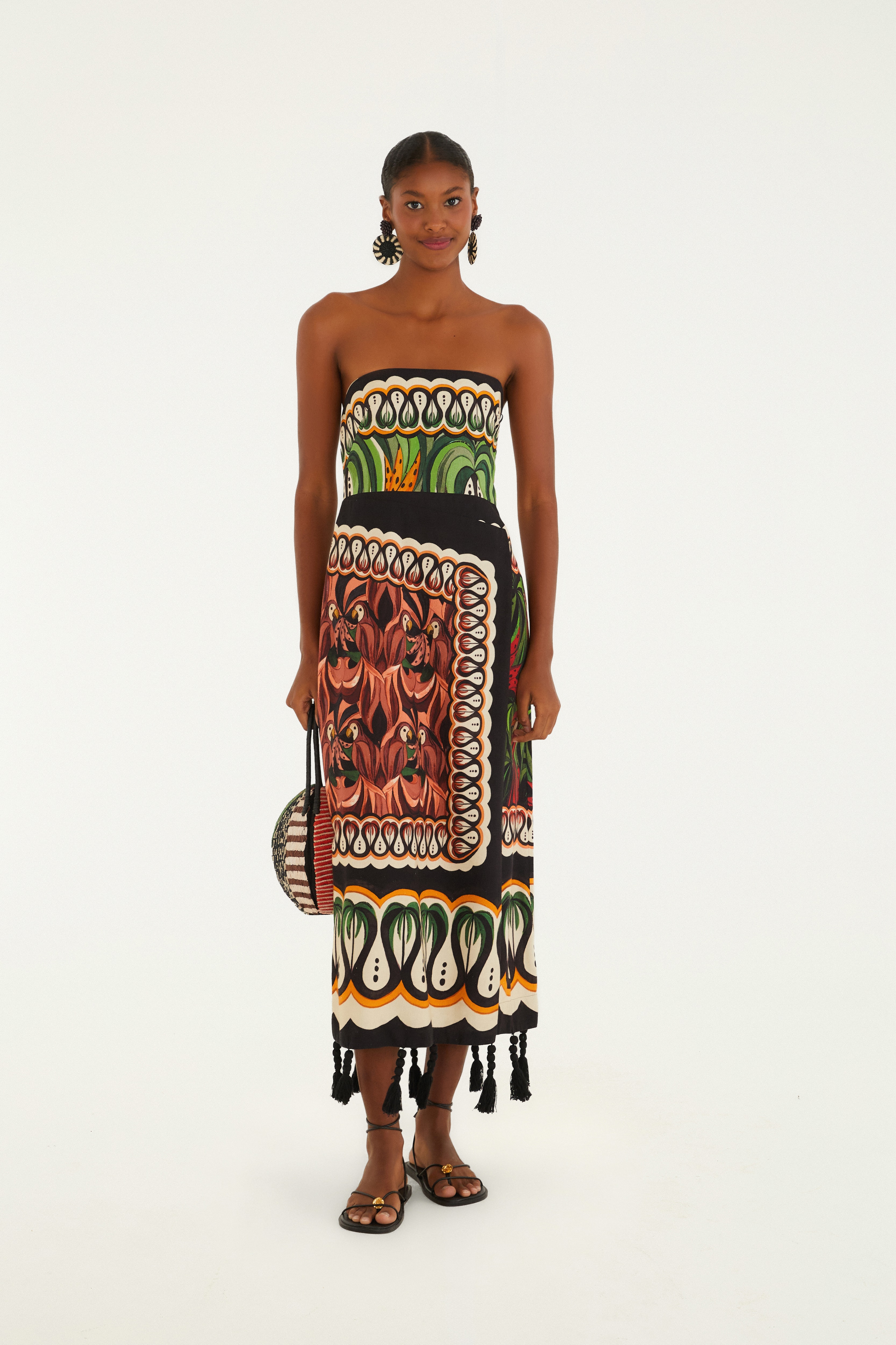 Vestido Lenços Estampado Floresta De Onda