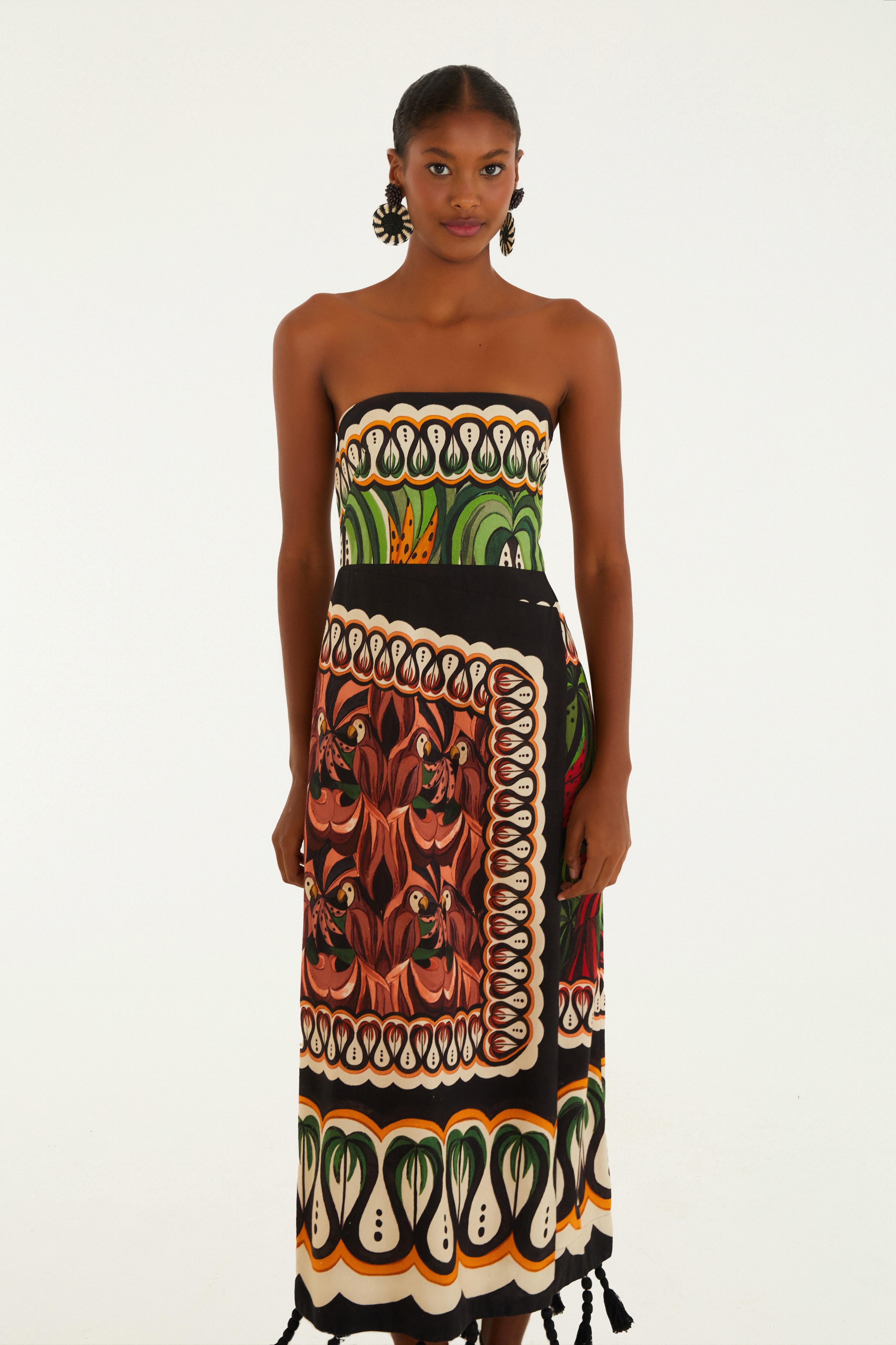 Vestido Lenços Estampado Floresta De Onda