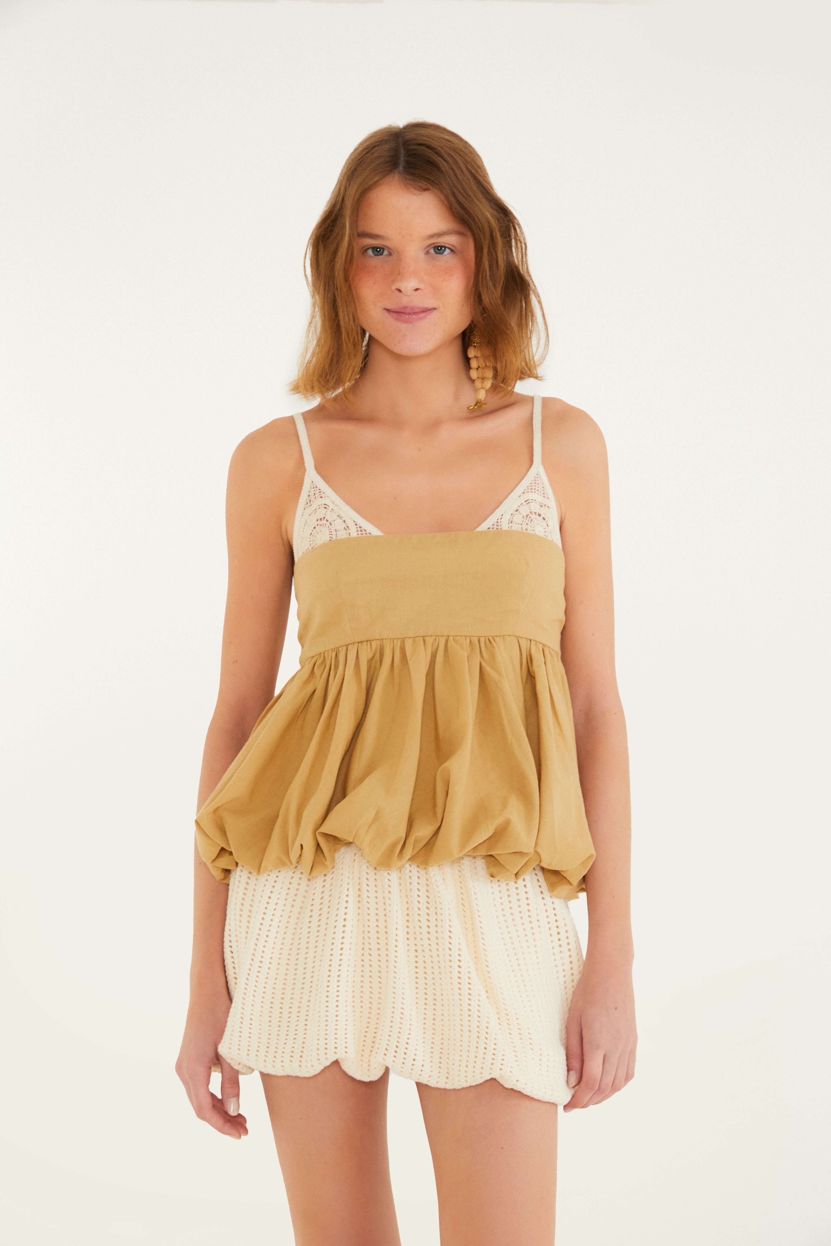 Blusa Balonê Tela Artesanal