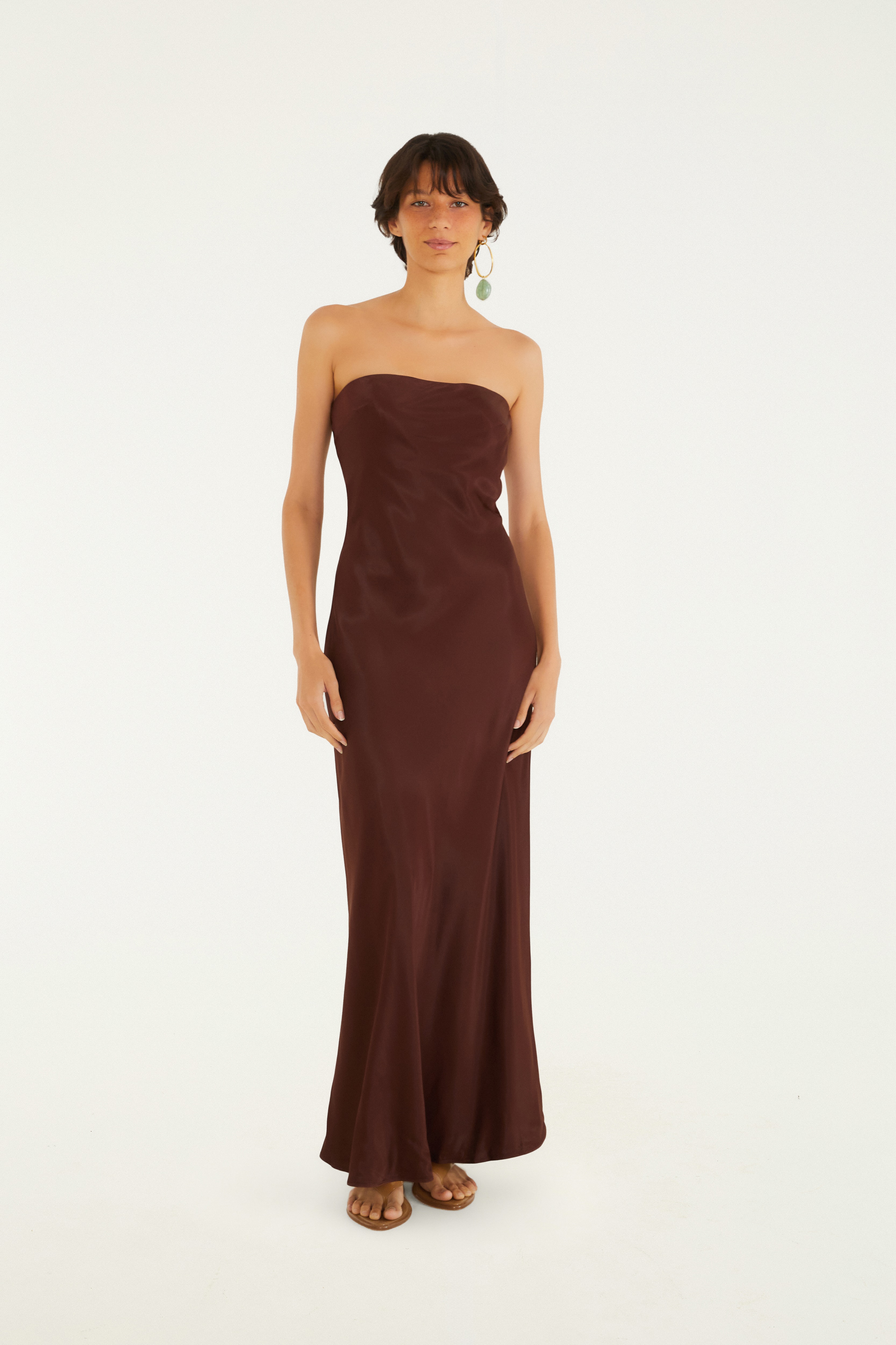 Vestido Sem Alça Cetim