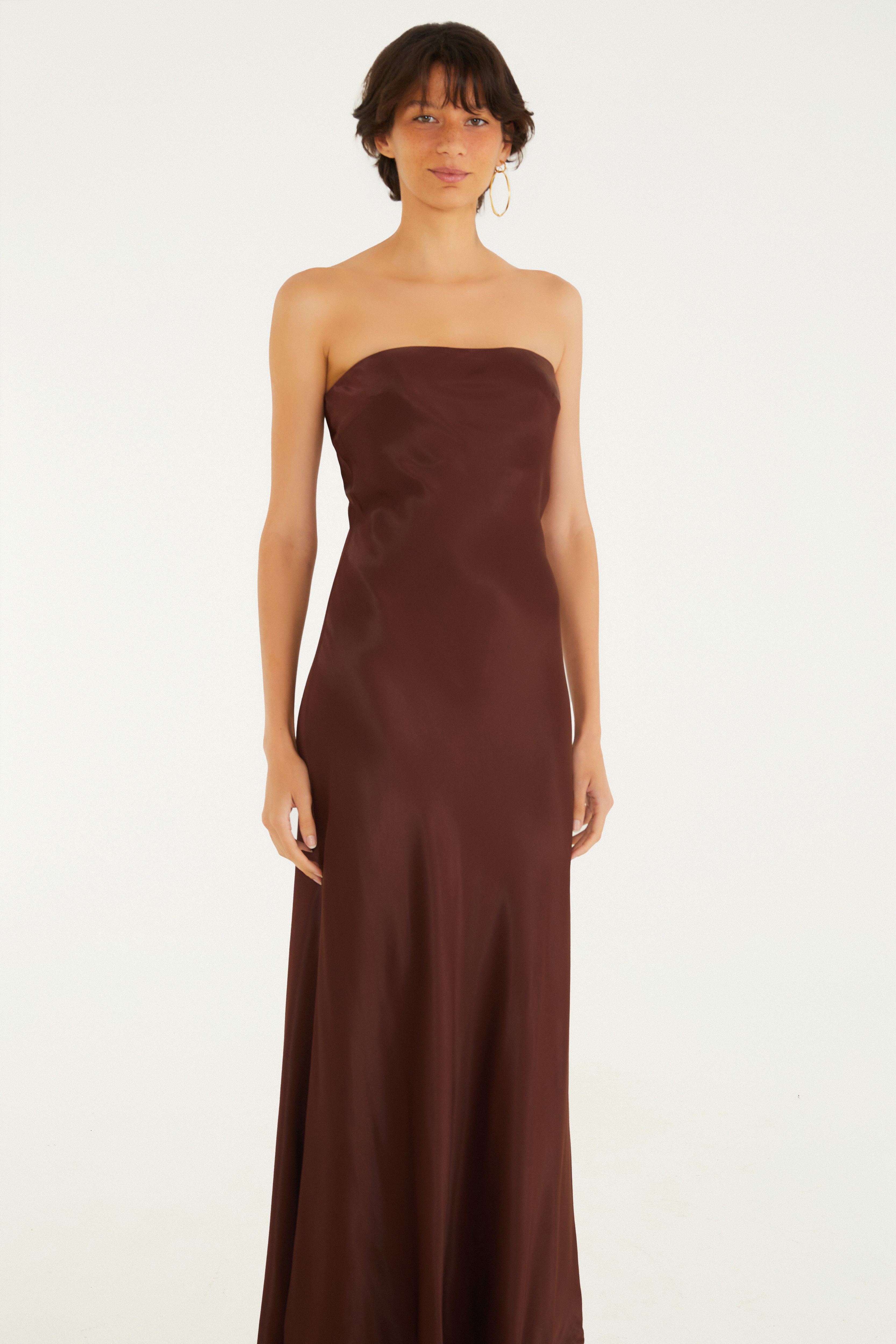 Vestido Sem Alça Cetim