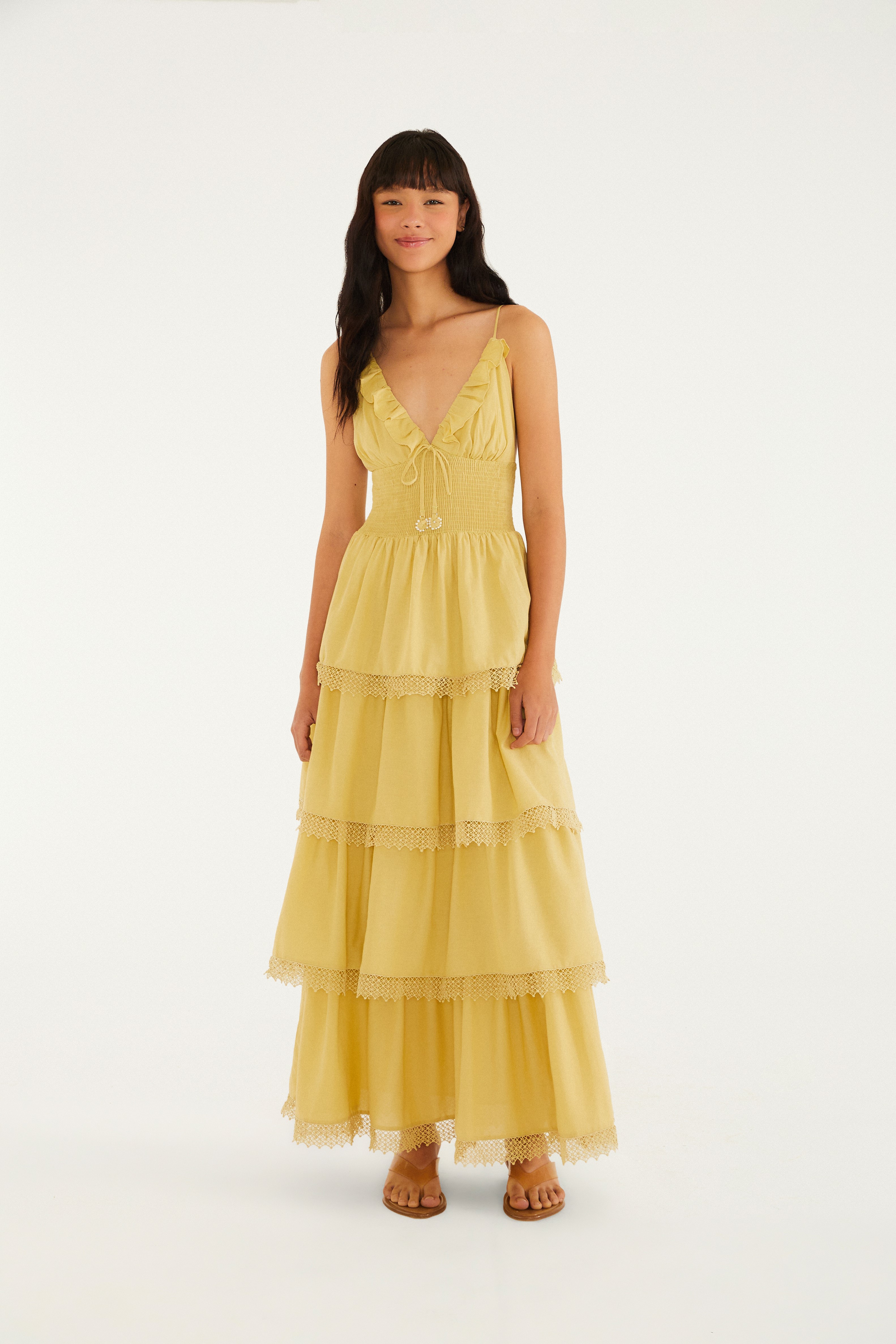 Vestido Artesanal Romântico Babados