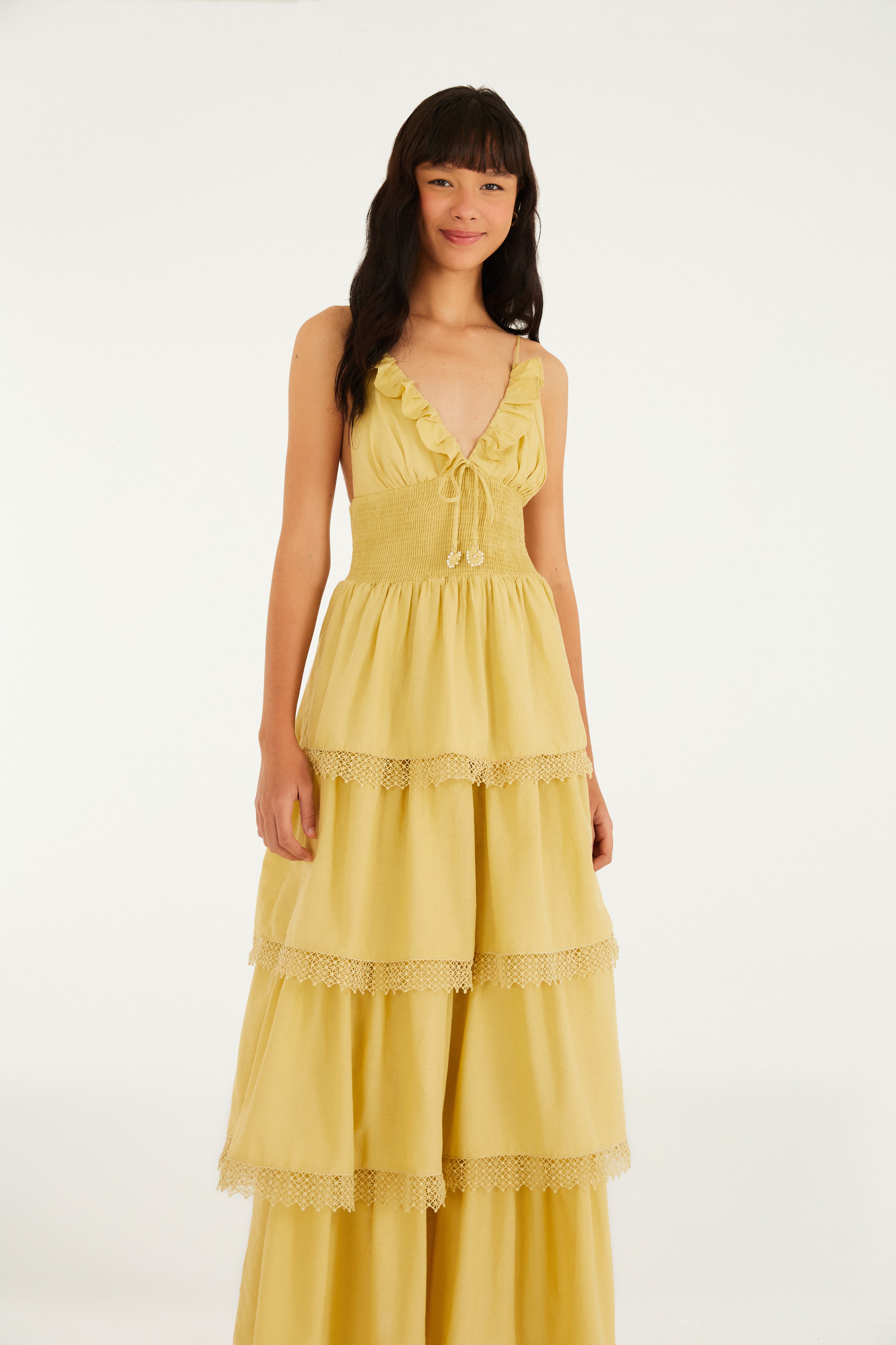 Vestido Artesanal Romântico Babados