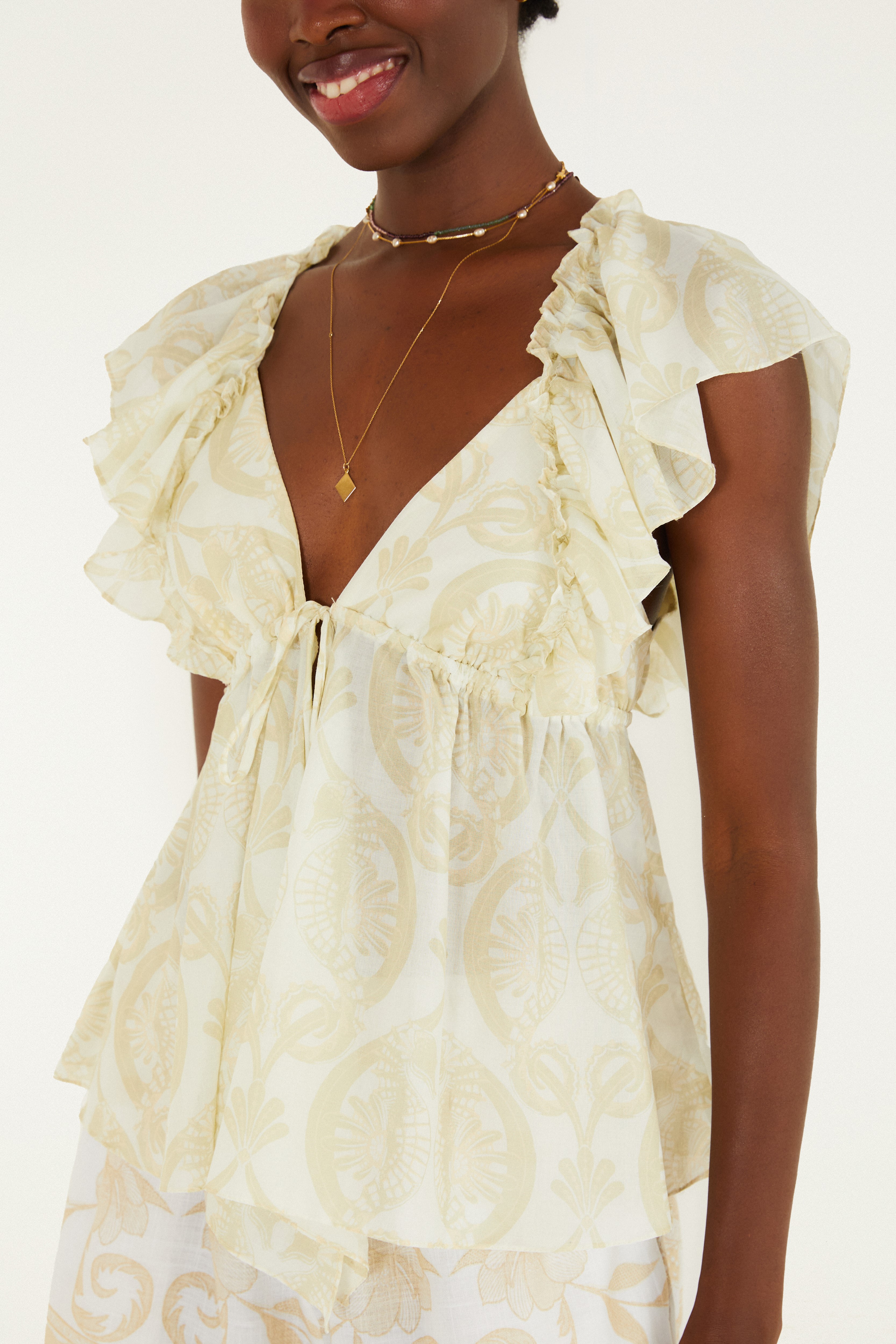 Bata Estampada Cavalos Marinhos