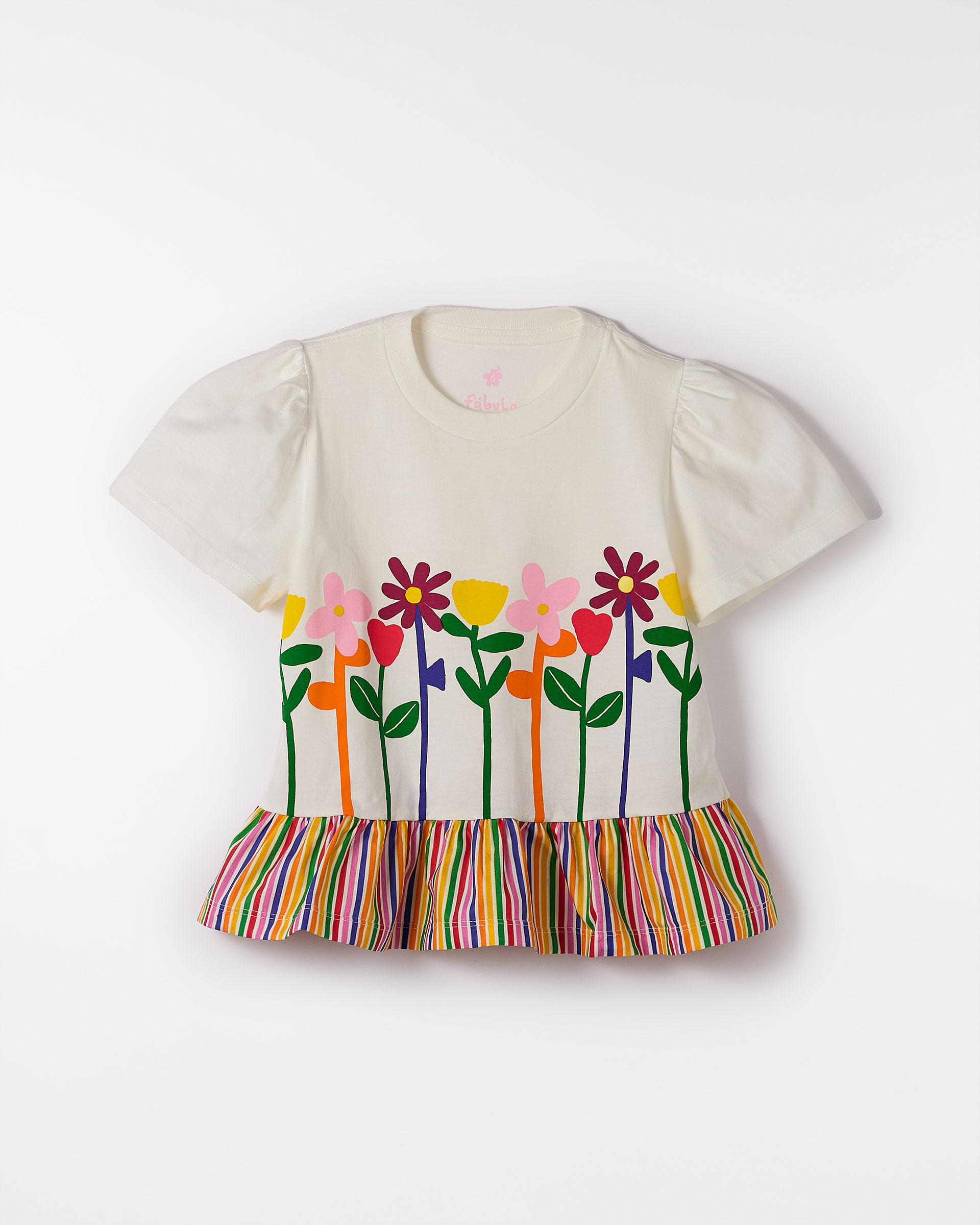 Blusa Silk Barrado Flor