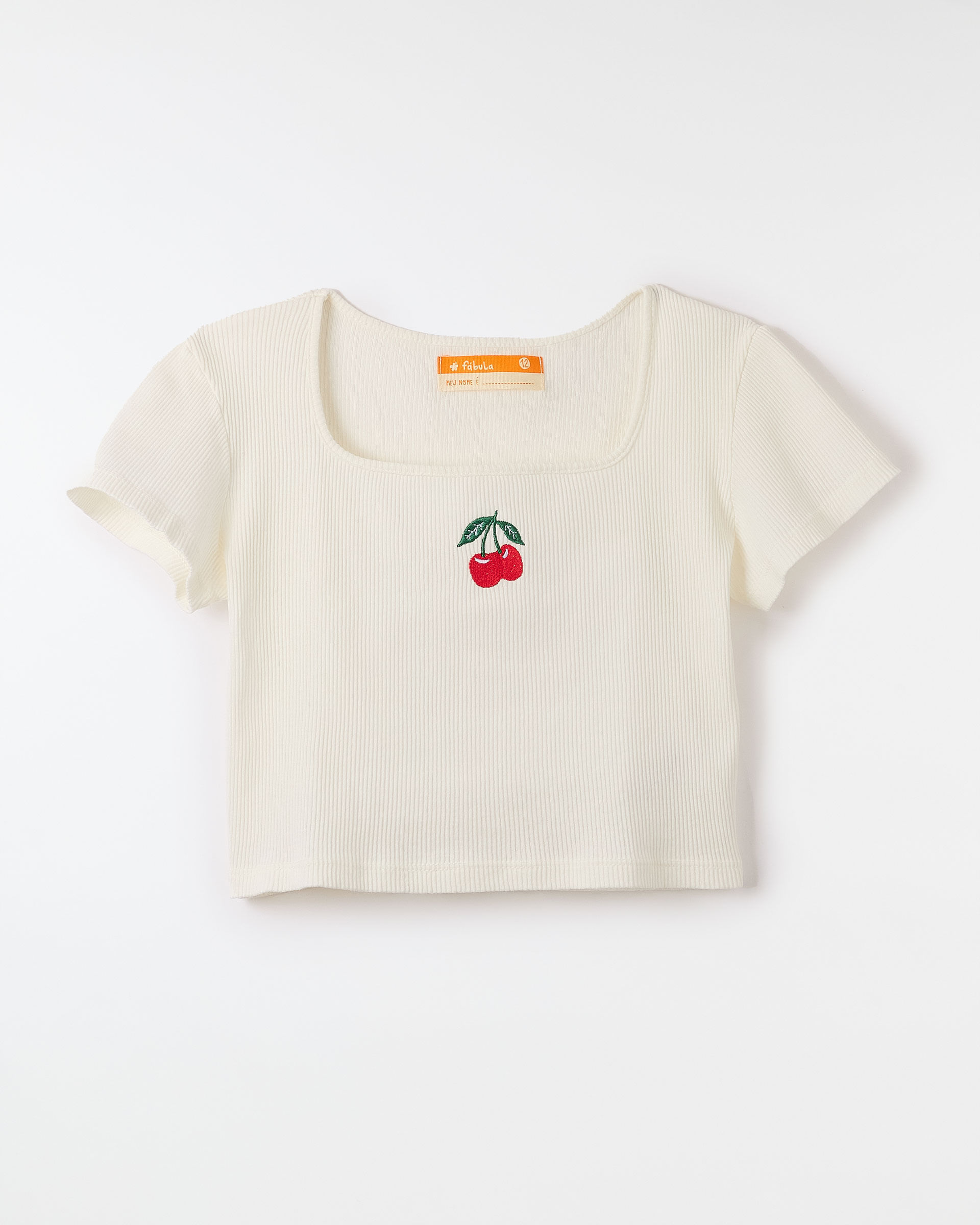 Top Rib Liso Bordado Cereja